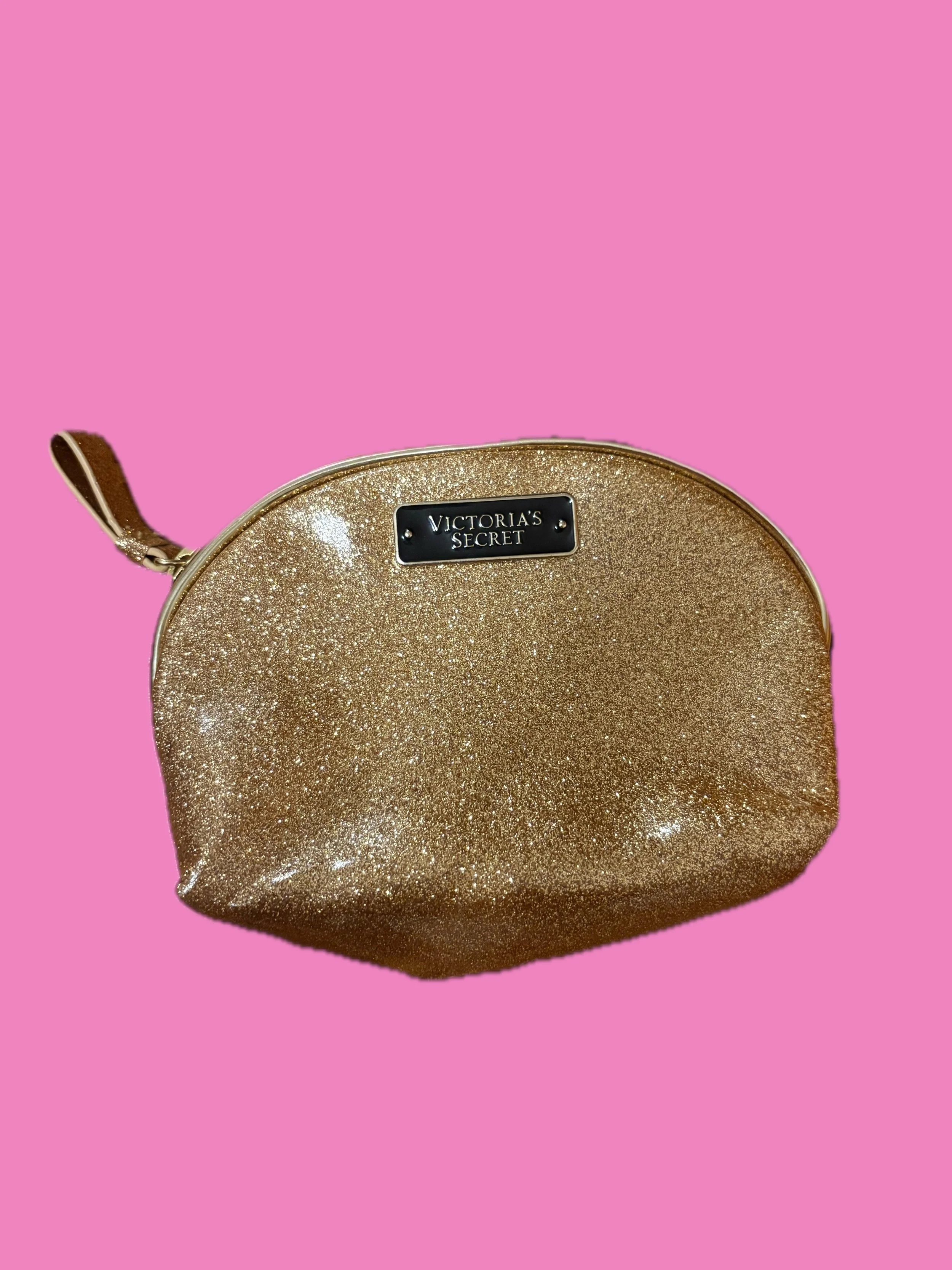Victoria's Secret Gold Glitter Makeup Bag.JPG