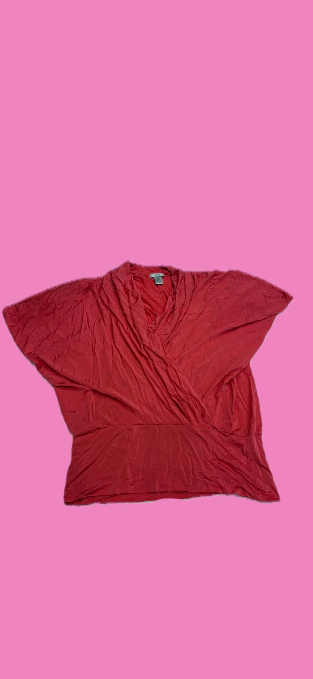 cache tops - red wrap top sixe xs .JPG