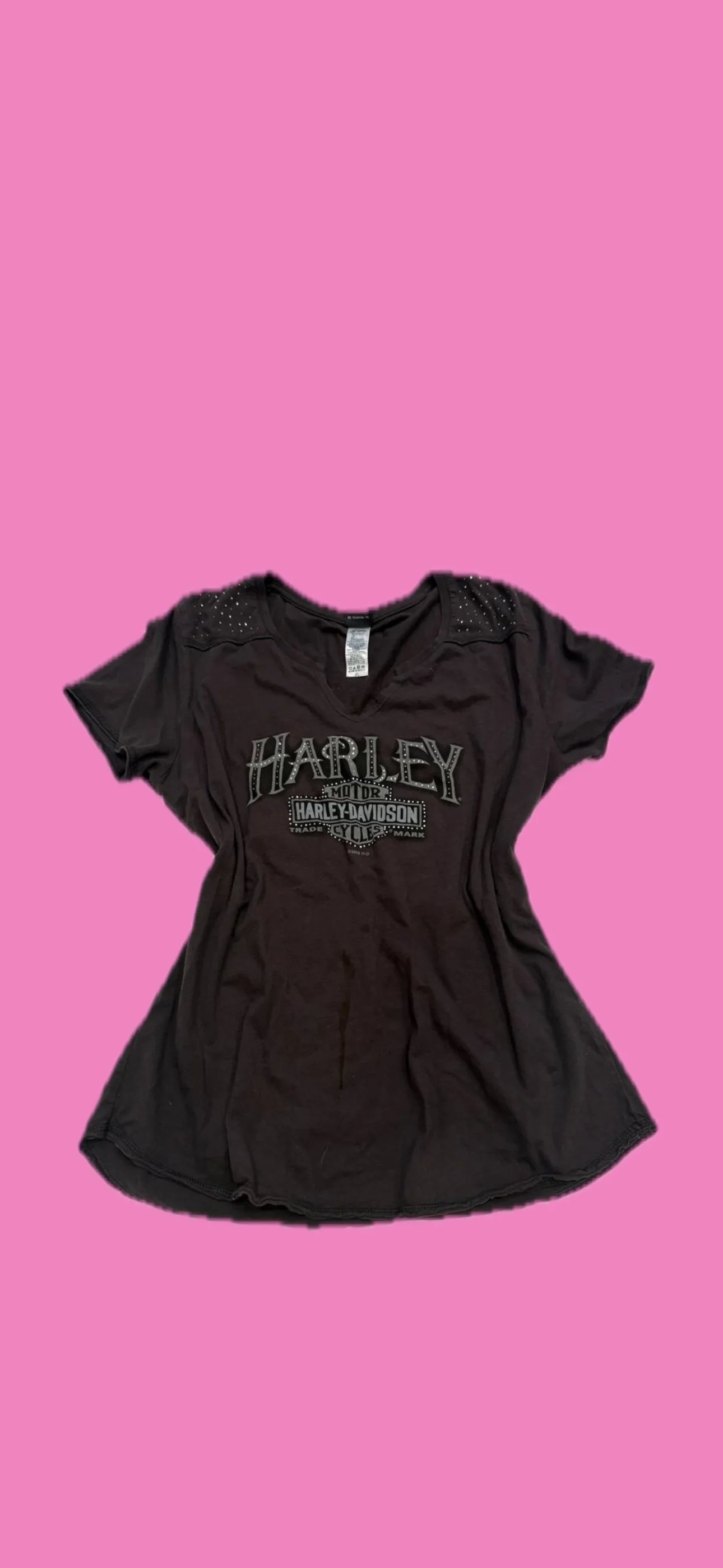 harley davidson tops - black studded tee size xl .JPG