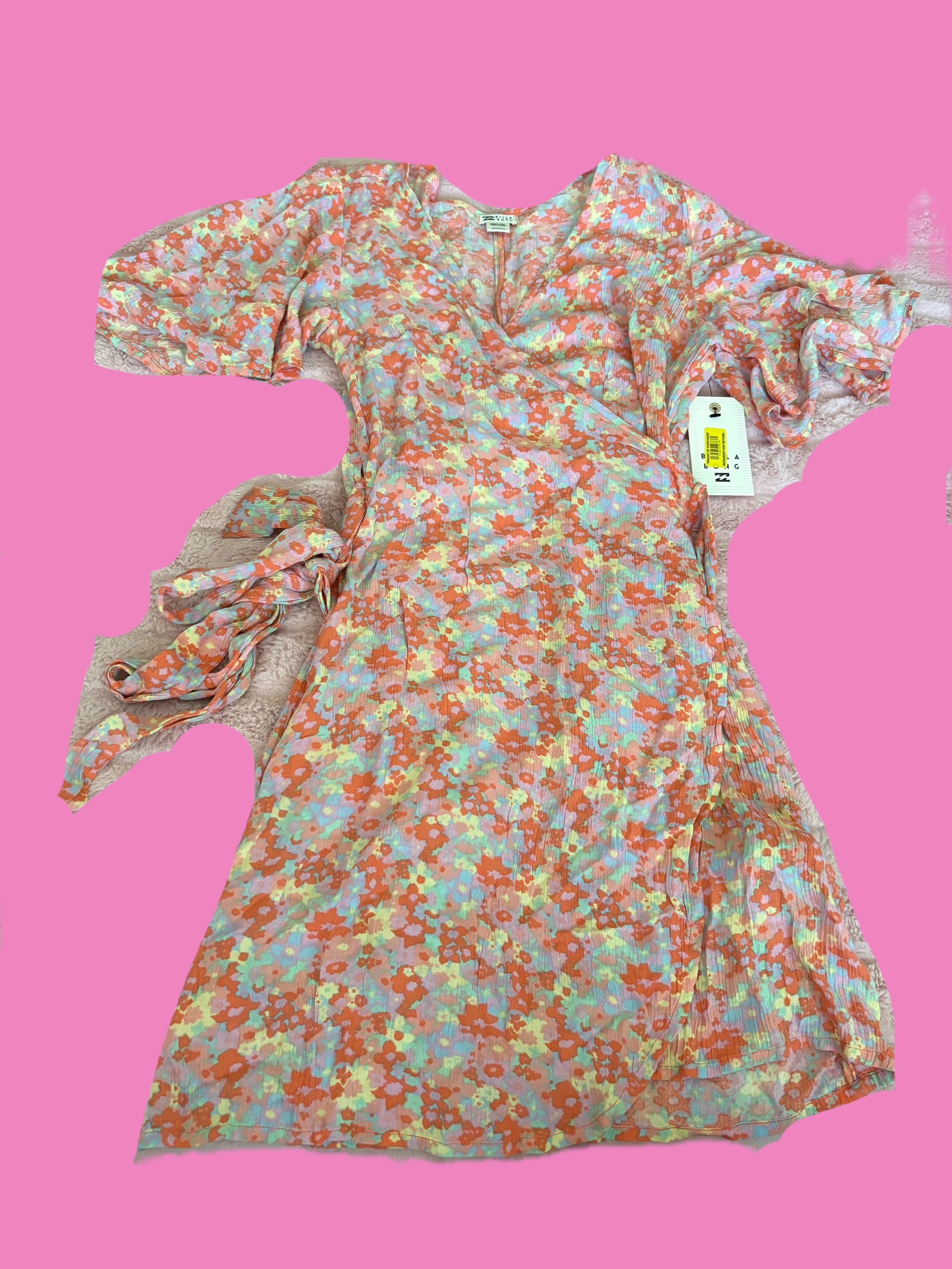 Billabong NWT Multicolor Floral Wrap Mini Dress .JPG