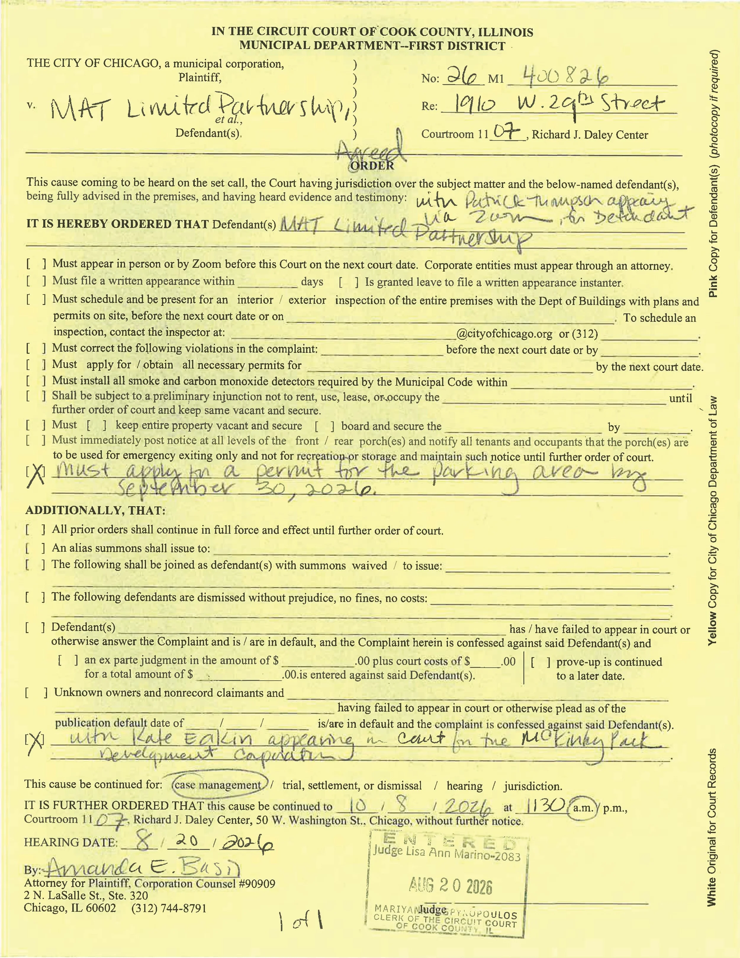 Aug 19: 2nd Court Hearing