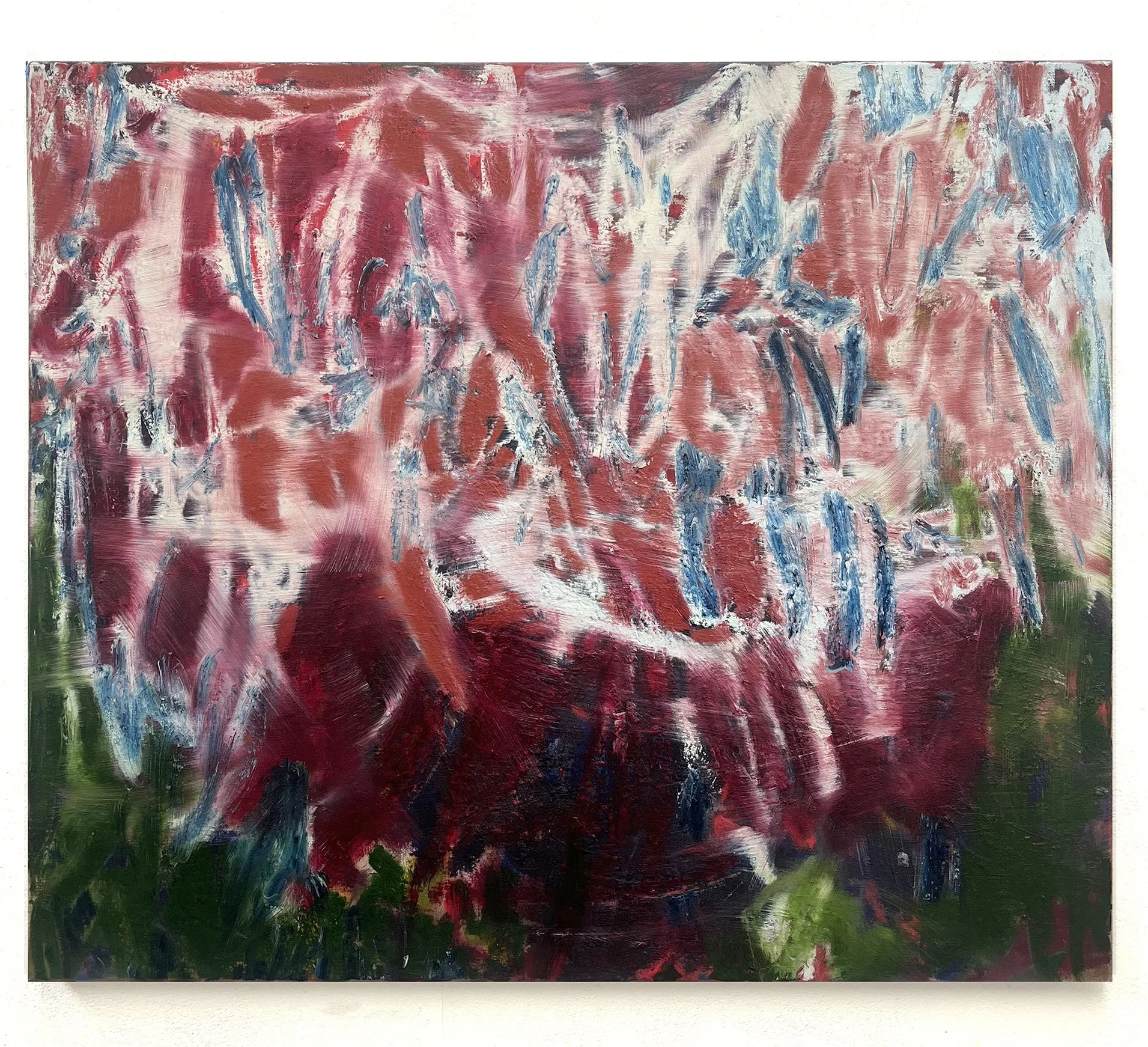 A PAUSE, THEN A WHISPER (2026). 80 x 100. Oil, oil stick on linen