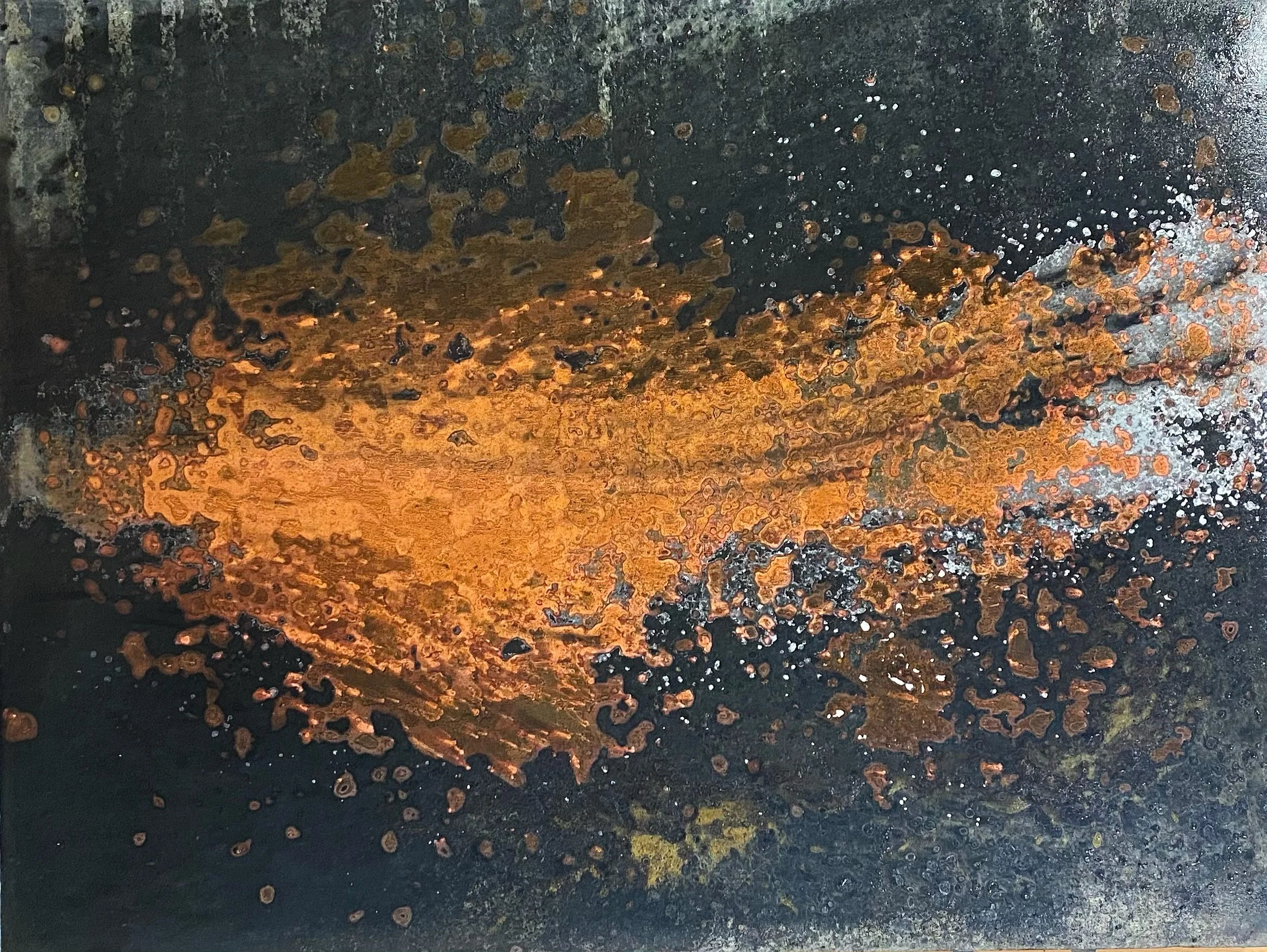 "Satori" 2020 34" x 25" Chemical etching on galvanized steel