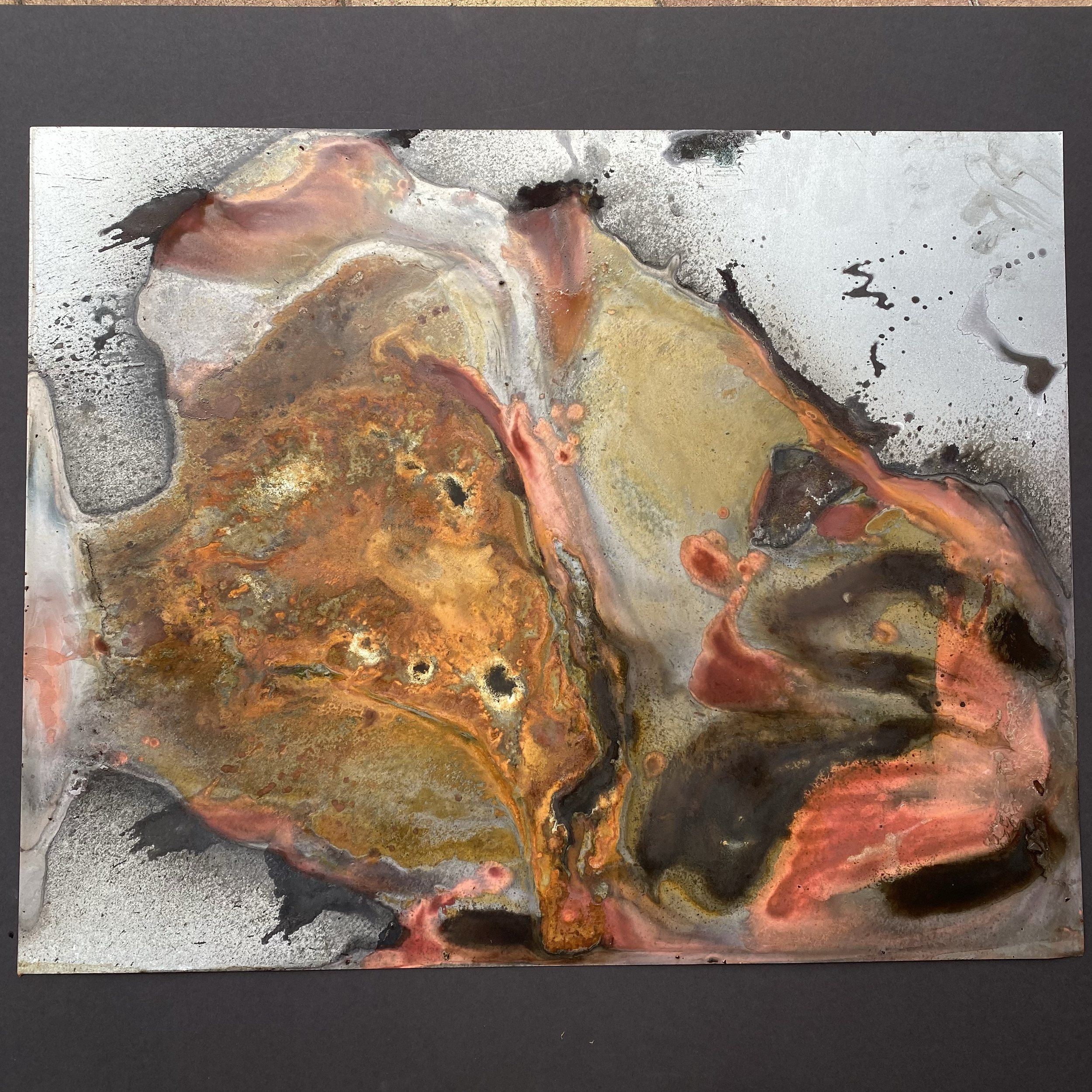 "Of Two Minds, Part Two" 2021 Chemical etching on galvanized steel