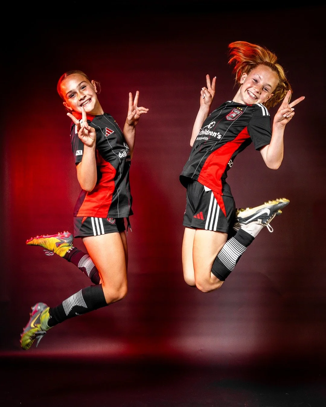 Jumping for joy with Lonestar sisters Rylin and Kinley Minyard! 🙌 We ❤️ our Lonestar fam! #WeAreLonestar #GirlsSoccer #ECNLRL