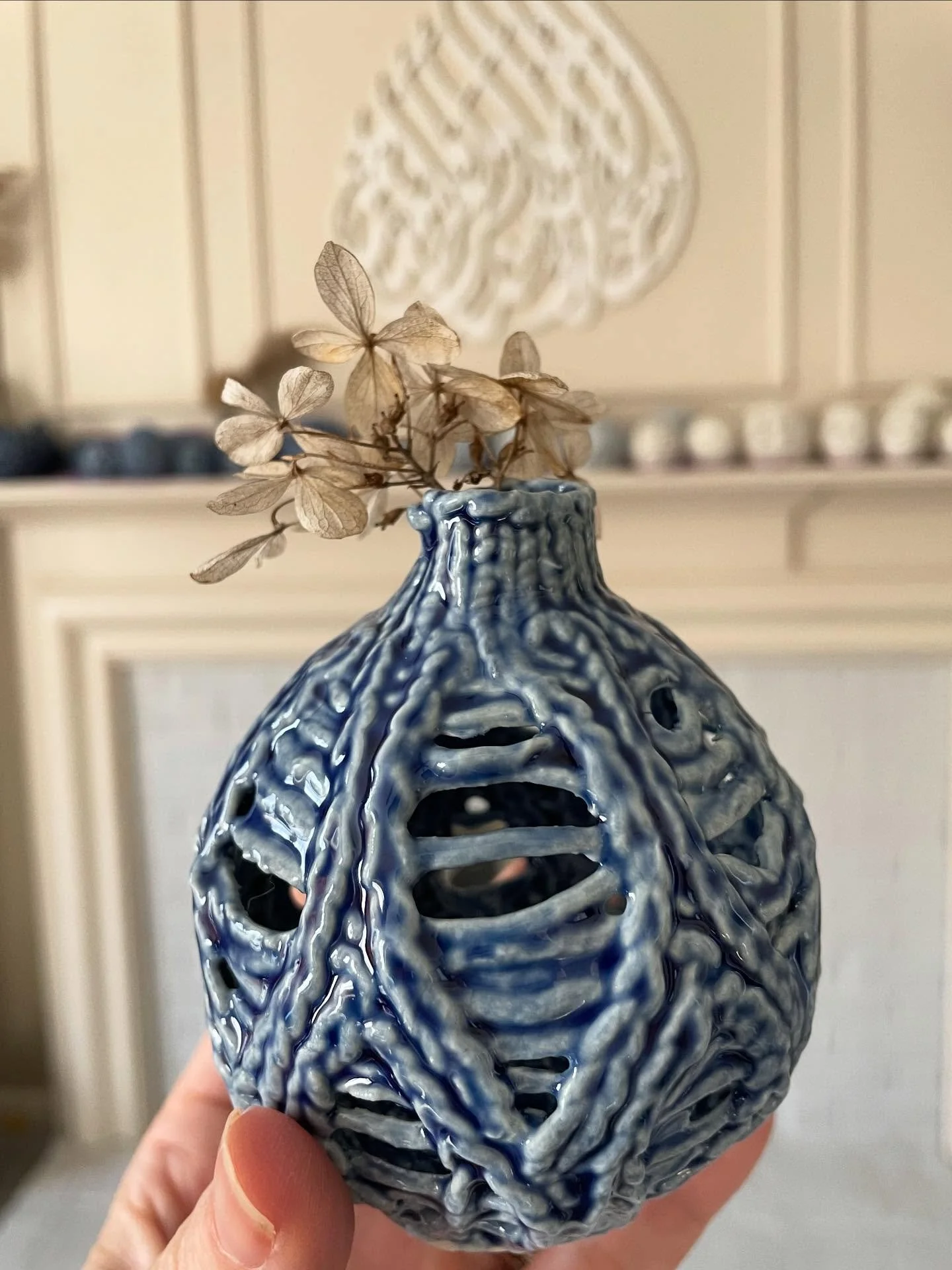 ✨ Knitted Porcelain ✨
✨ My first little collection of this work is now available for purchase on my website! ✨
.
We are what we spend our time doing. I’m so grateful that I was the person who knitted away my anxieties when my kids were young,