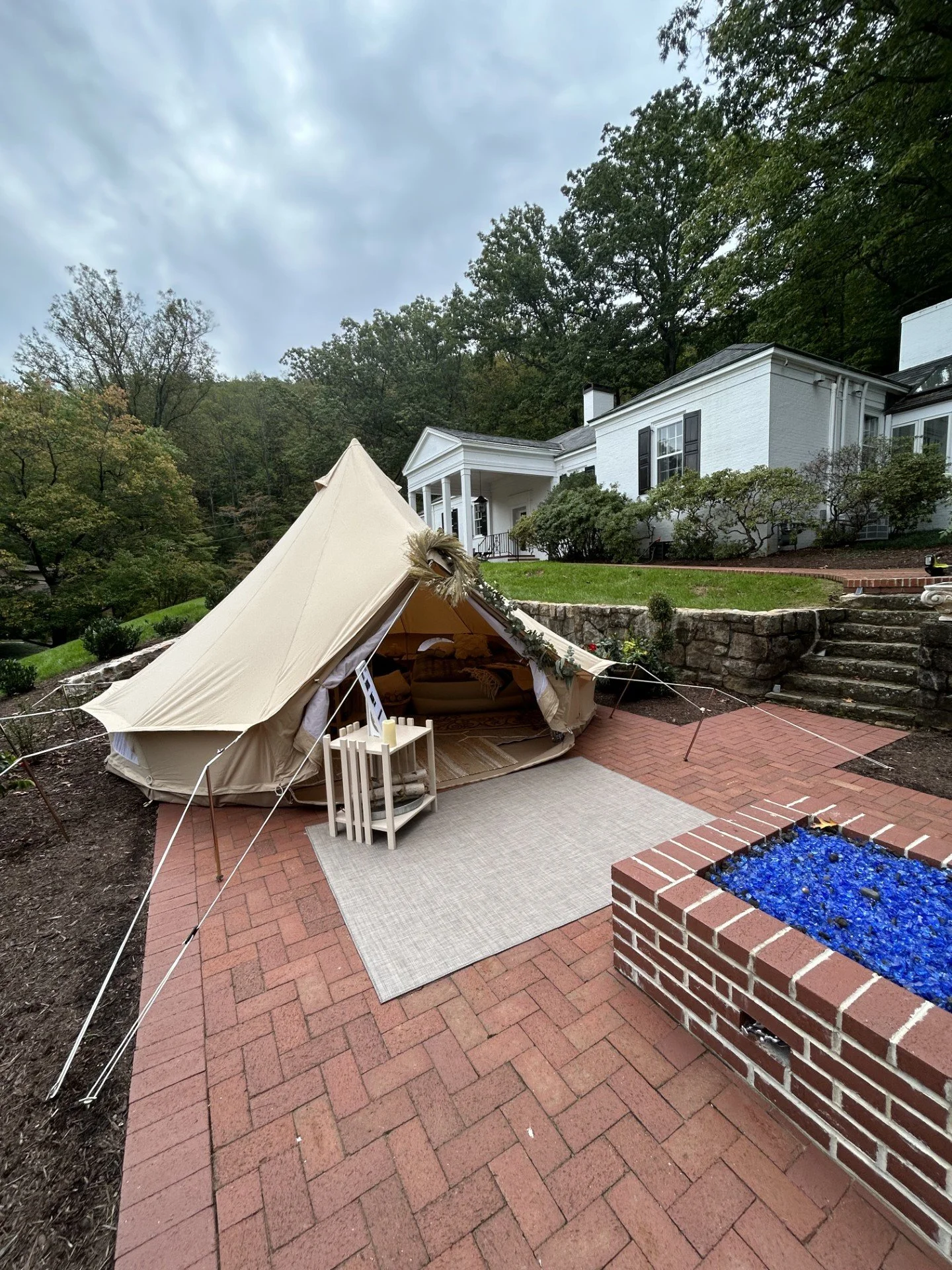 Tent rental set up on a residential patio for a private party in Roanoke, Virginia