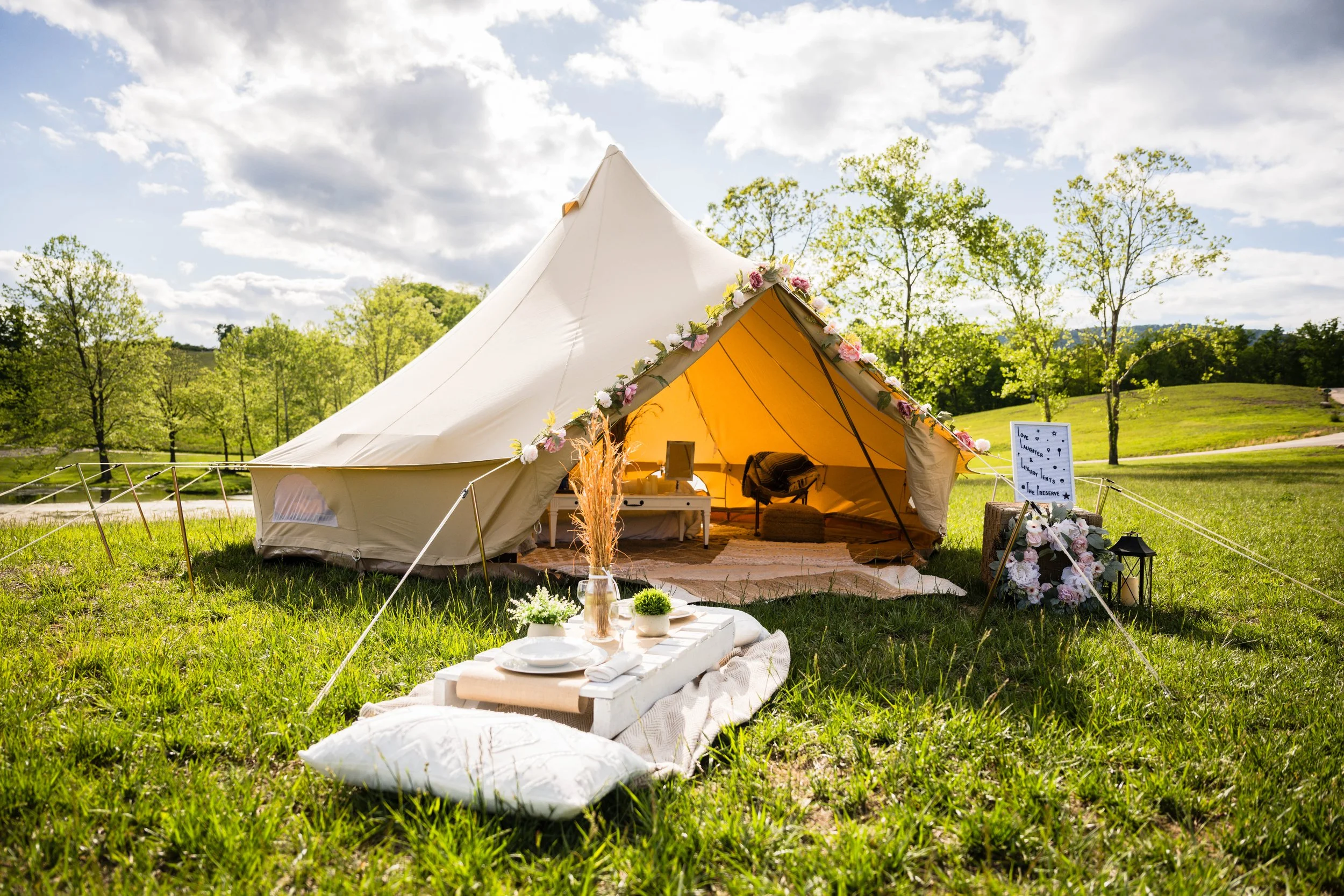Wedding glamping tent delivered to a private property in Crystal Springs, VA