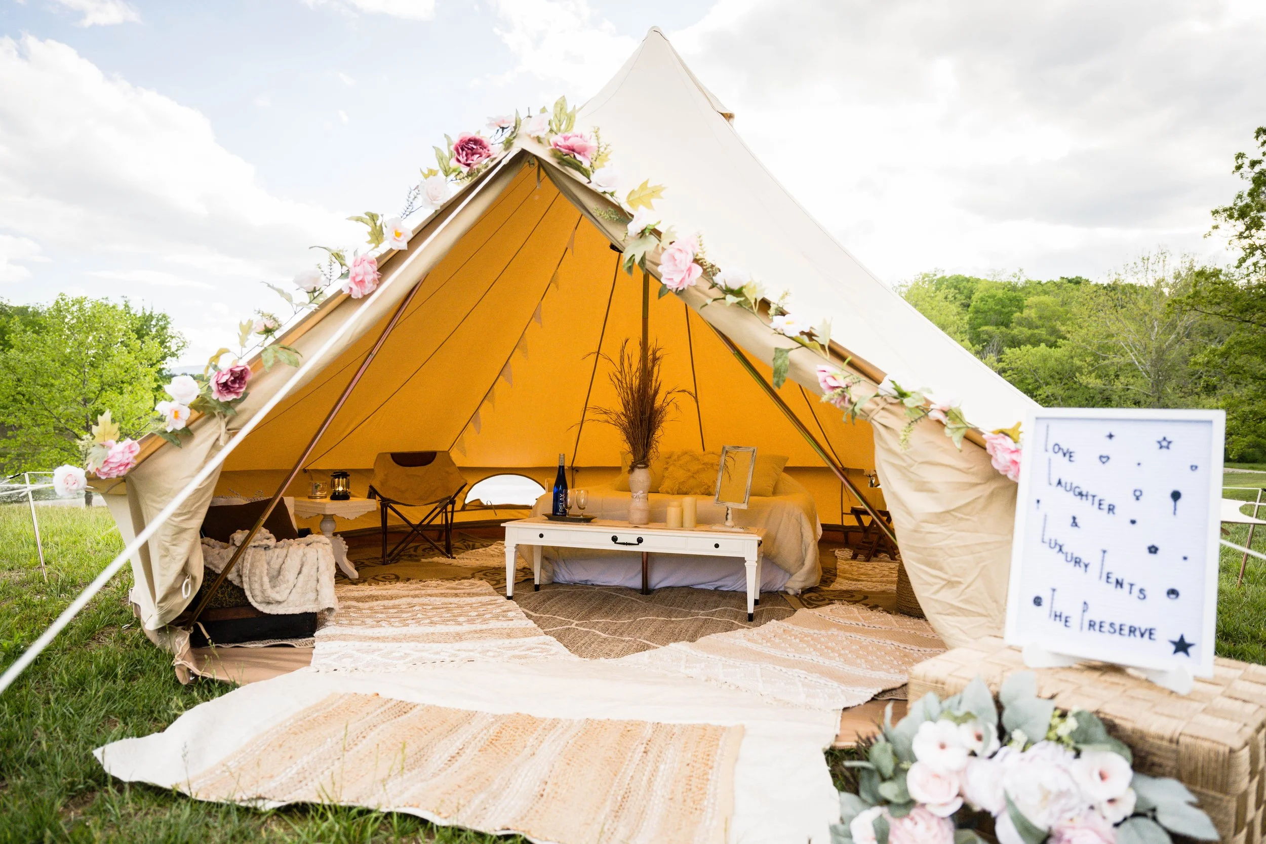 Elegant tent rental setup for weddings and romantic outdoor events in Virginia