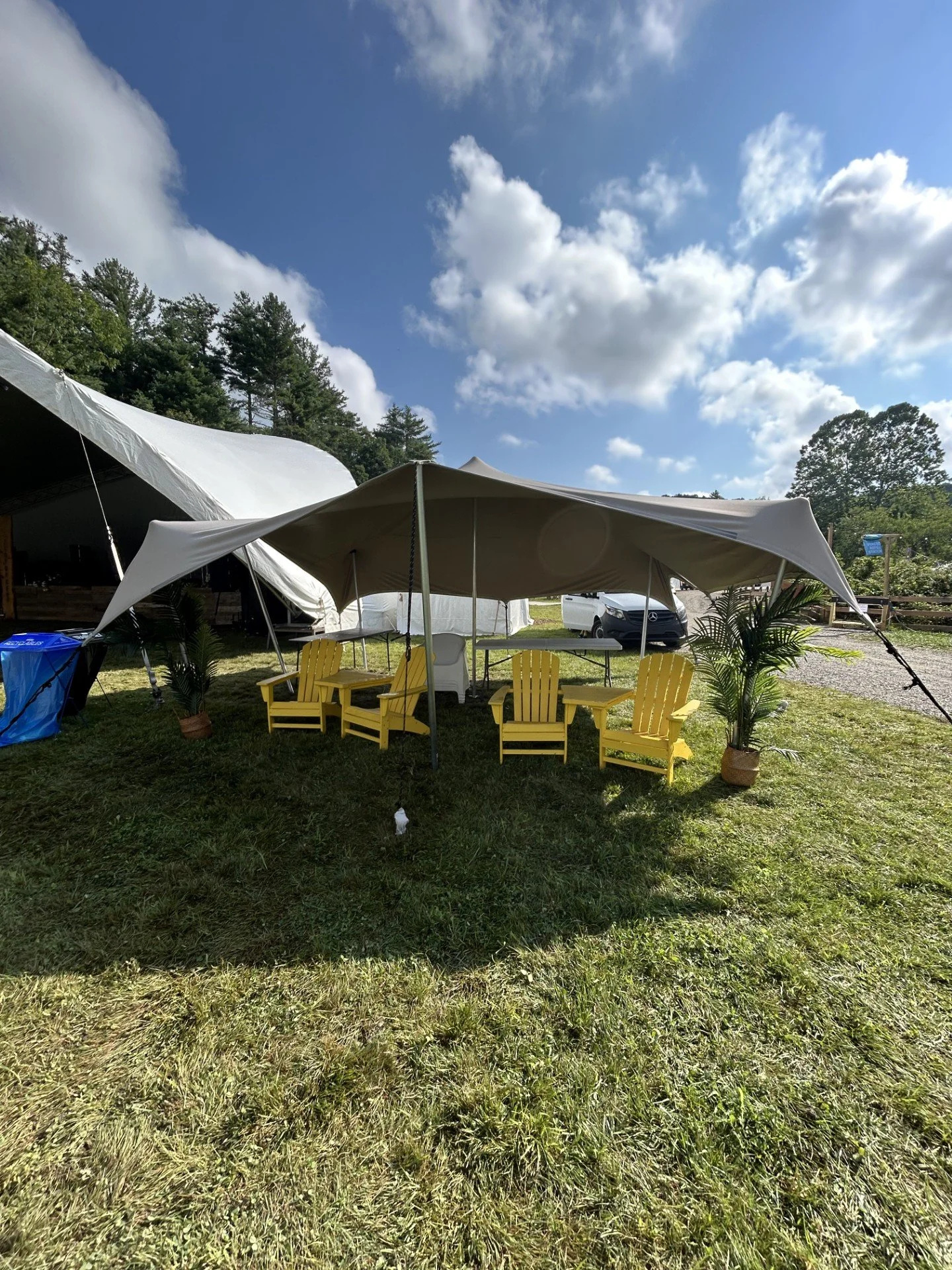 Stretch tent covering outdoor reception in Roanoke