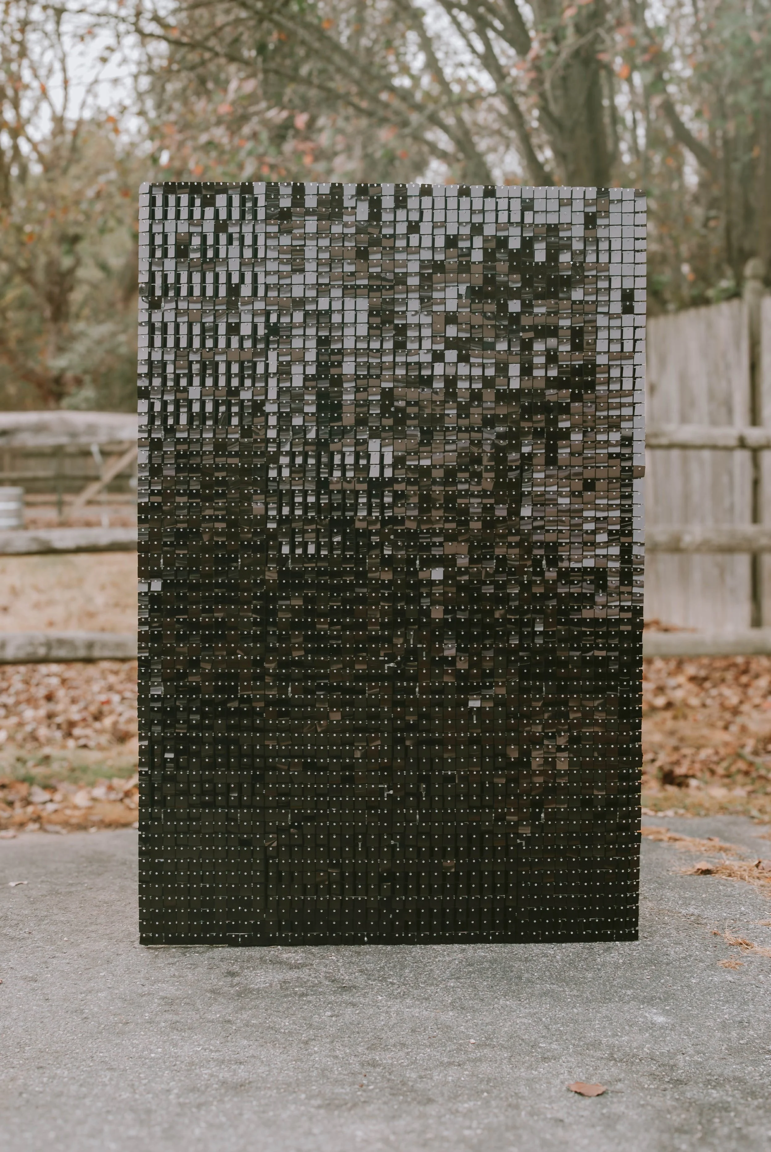 Shimmer Wall
Size: 6FT by 4FT 
Color: Black
Price: $90 to rent 
Quantity: 1