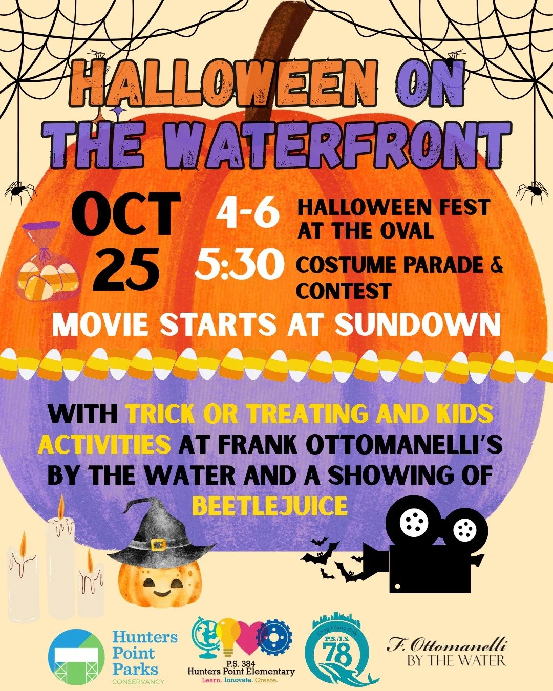 Halloween on the Waterfront will be back on October 25 with the original Beetlejuice (1988) to end the season!

Get your costumes ready for the biggest-ever celebration of the spooky season in LIC. We're partnering with the PS/IS 78Q PTA, P.S.384 PTA