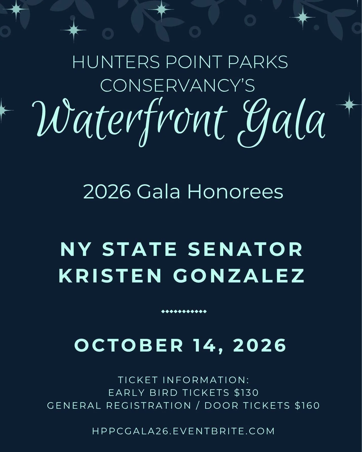 Our service honoree for this year's gala is State Senator Kristen Gonzalez! 

Since taking office in 2023, she has been a dedicated supporter of parks and environmental issues in our community and throughout NY state. She has been a generous supporte
