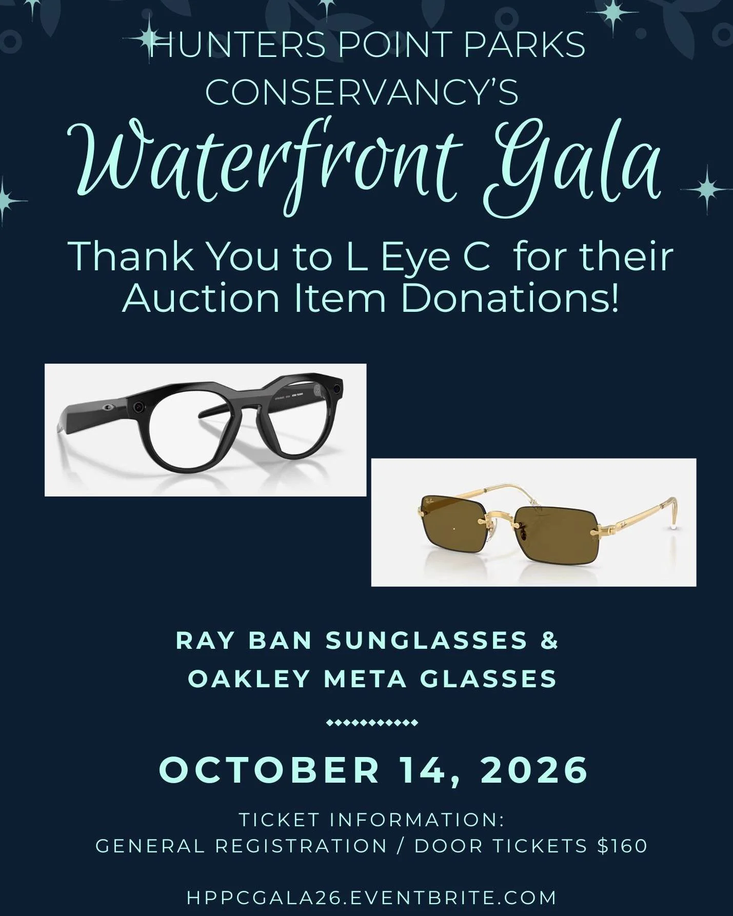 Our Waterfront Gala auction is live! Thank you to L Eye C @leyecoptics for generously donating a pair of Ray Ban sunglasses and Oakley Meta sunglasses. You can bid on auction items through the link in our bio :)