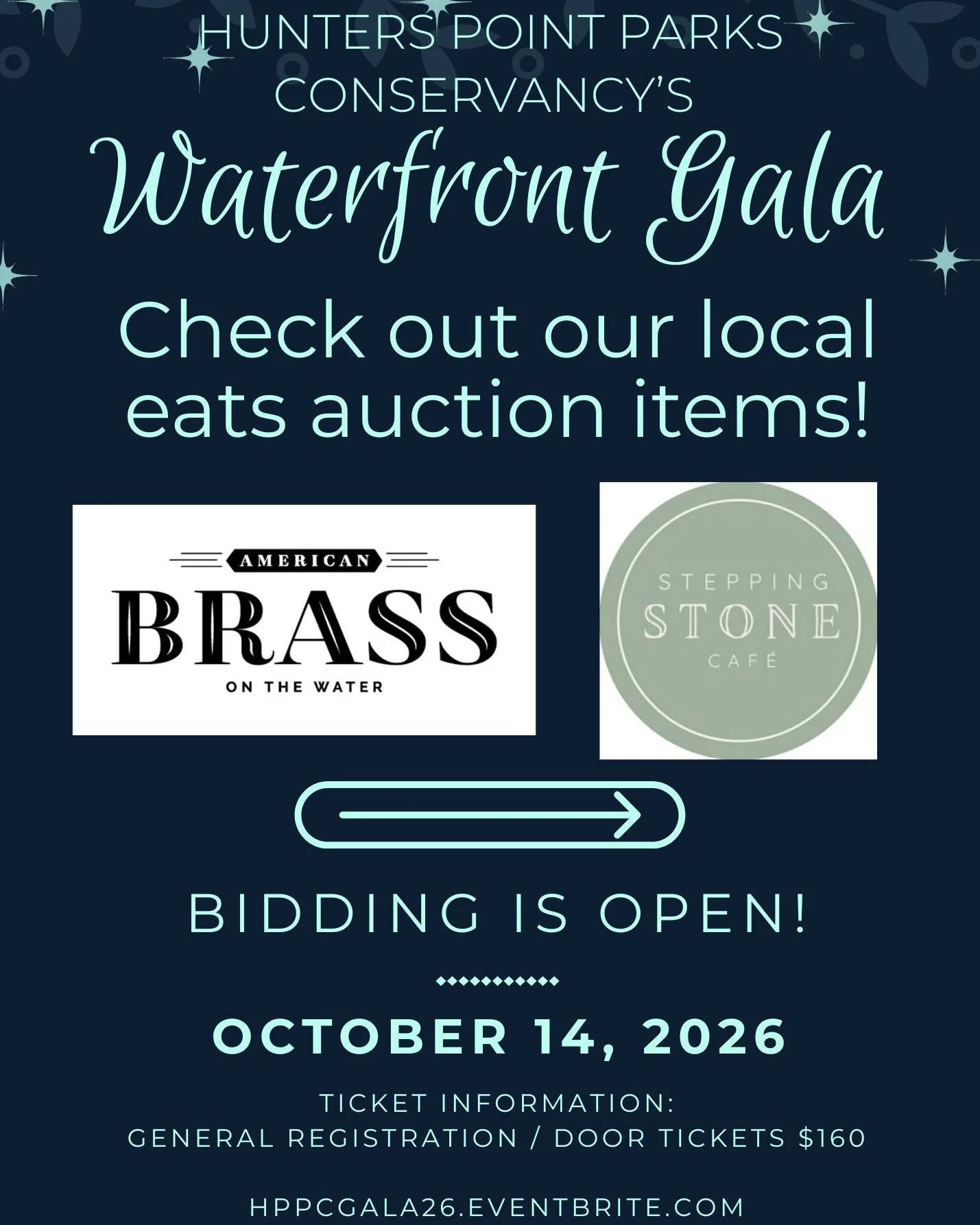 Our Waterfront Gala auction is live! Bid on gift certificates and more from local restaurants and businesses. You can bid and view our auction items through the link in our bio. Thank you to all of our local eats donors! @american_brass @steppingston