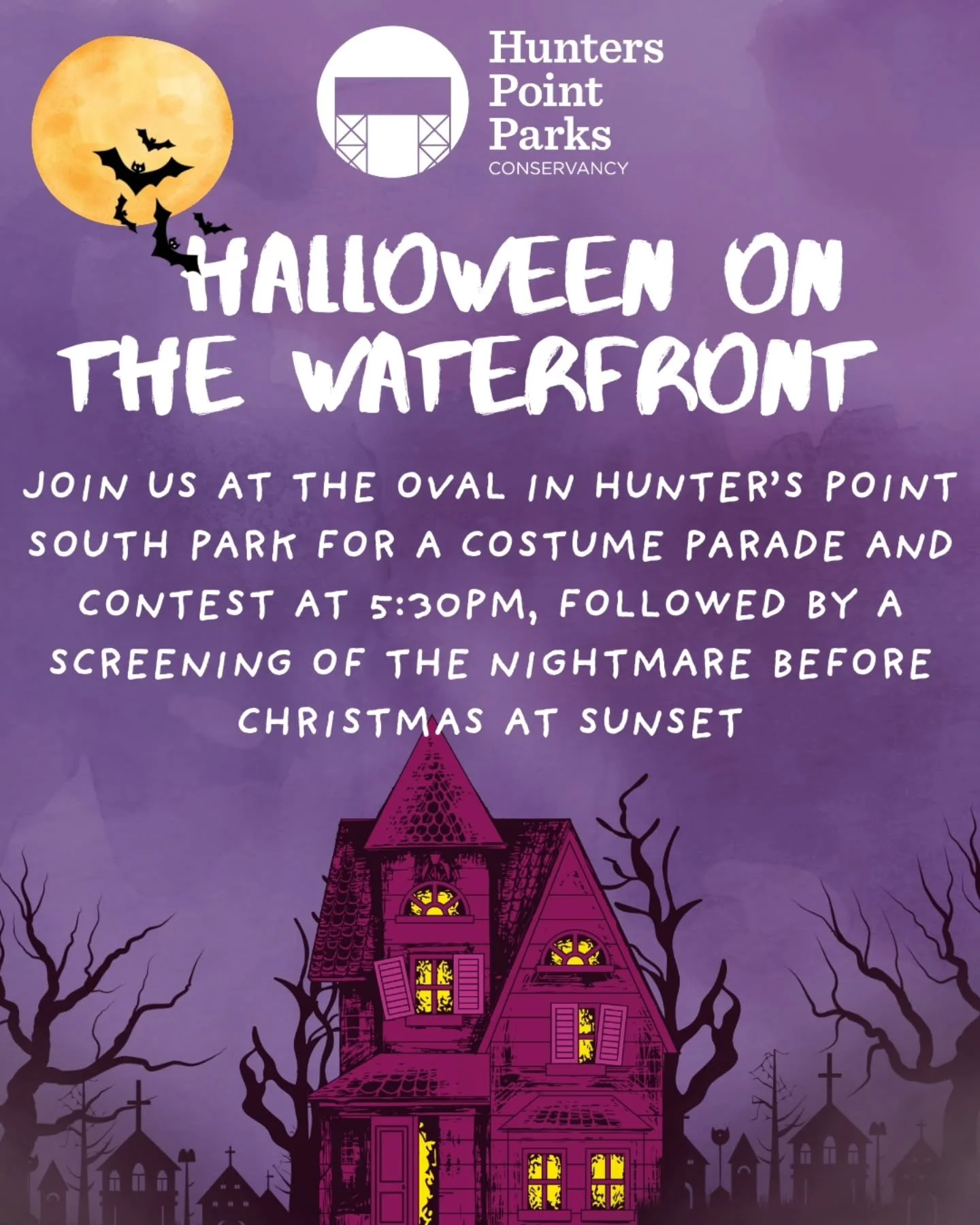 Join us next Saturday, October 31 for Halloween on the Waterfront! This year we're hosting a parade and costume contest at 5:30pm, followed by a screening of The Nightmare Before Christmas at sunset!
