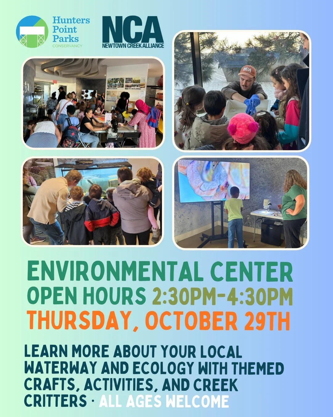 Join us for our monthly Open Hours this Thursday from 2:30-4:30PM at the Queens Landing Boathouse &amp; Environmental Center! Join us for crafts, creek animals, and education about the waterfront ecosystem. 

You can register through our Eventbrite- 