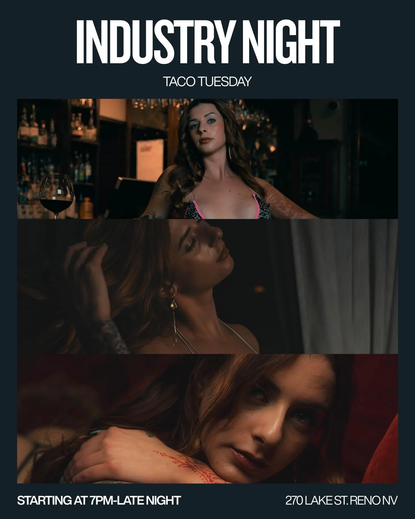 🌮🔥 Industry Night + Taco Tuesday at the Men&rsquo;s Club of Reno 🔥🌮
Every Tuesday is for the people who keep Reno moving. Free entry for industry friends and half off select food &amp; drinks all night.

Good tacos, strong drinks, and the best mi