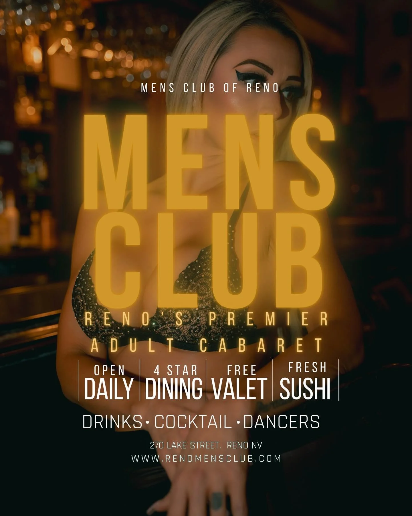 🏆 Voted Best in Reno. 🏆

For over 30 years, the Men&rsquo;s Club of Reno has been creating a nightlife experience that stands apart. From late-night dining and premium cocktails to unforgettable entertainment, we&rsquo;ve built a reputation on deli