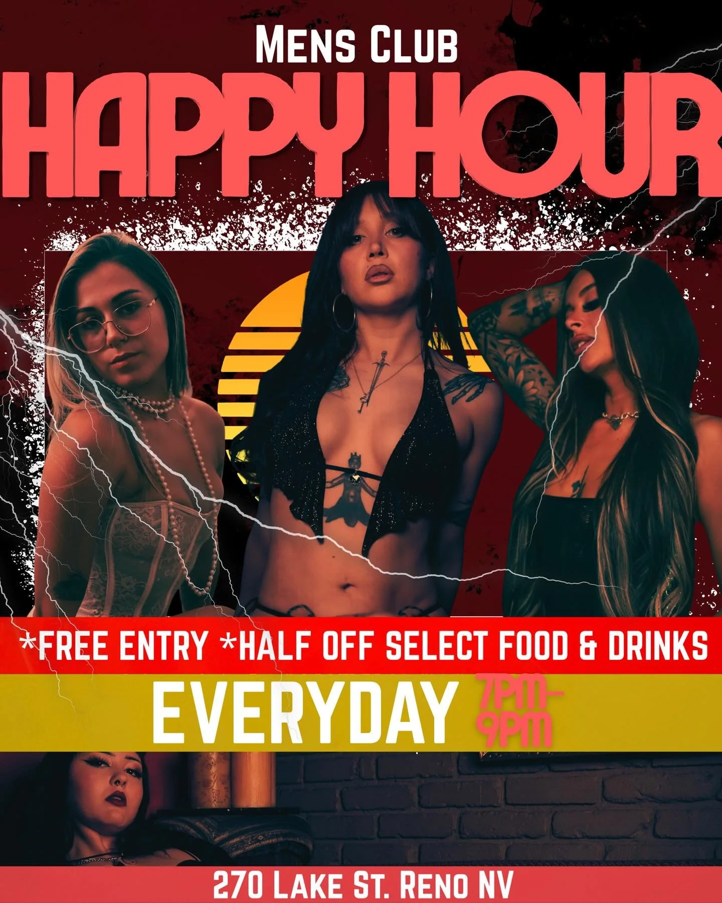 🔥 Every night hits different at the Men&rsquo;s Club of Reno. 🔥

No waiting for the weekend &mdash; there&rsquo;s always something going on.
From daily Happy Hour to Taco Tuesday, Wine Down Wednesday, Italian Night, and half off sushi Sundays &amp;