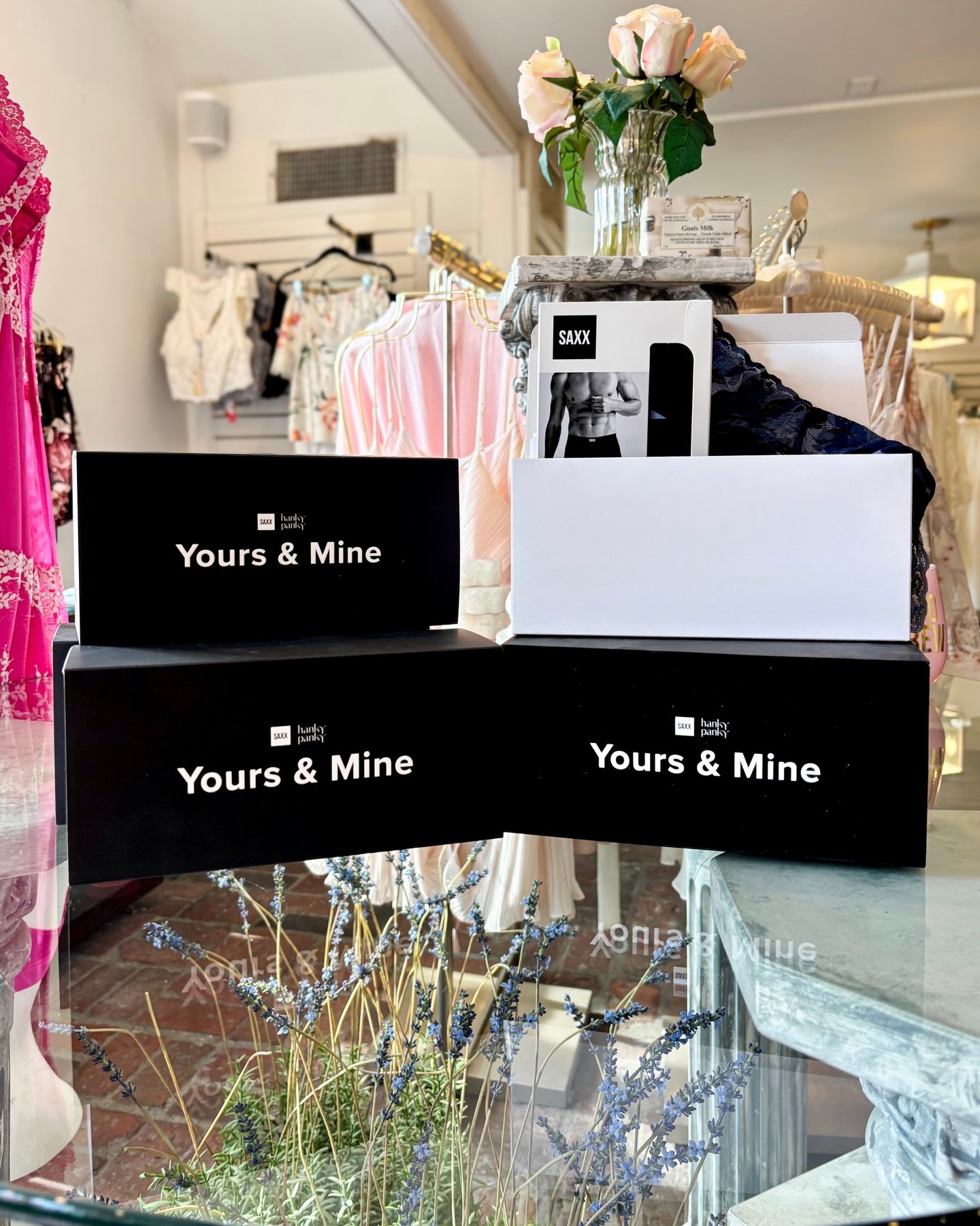 Meet our &ldquo;Yours &amp; Mine&rdquo; sets that are perfectly matched and effortlessly fun. Featuring a SAXX boxer brief + a Hanky Panky favorite in coordinating prints, these sets make gifting (or keeping) way too easy 😉

Find your favorite combo