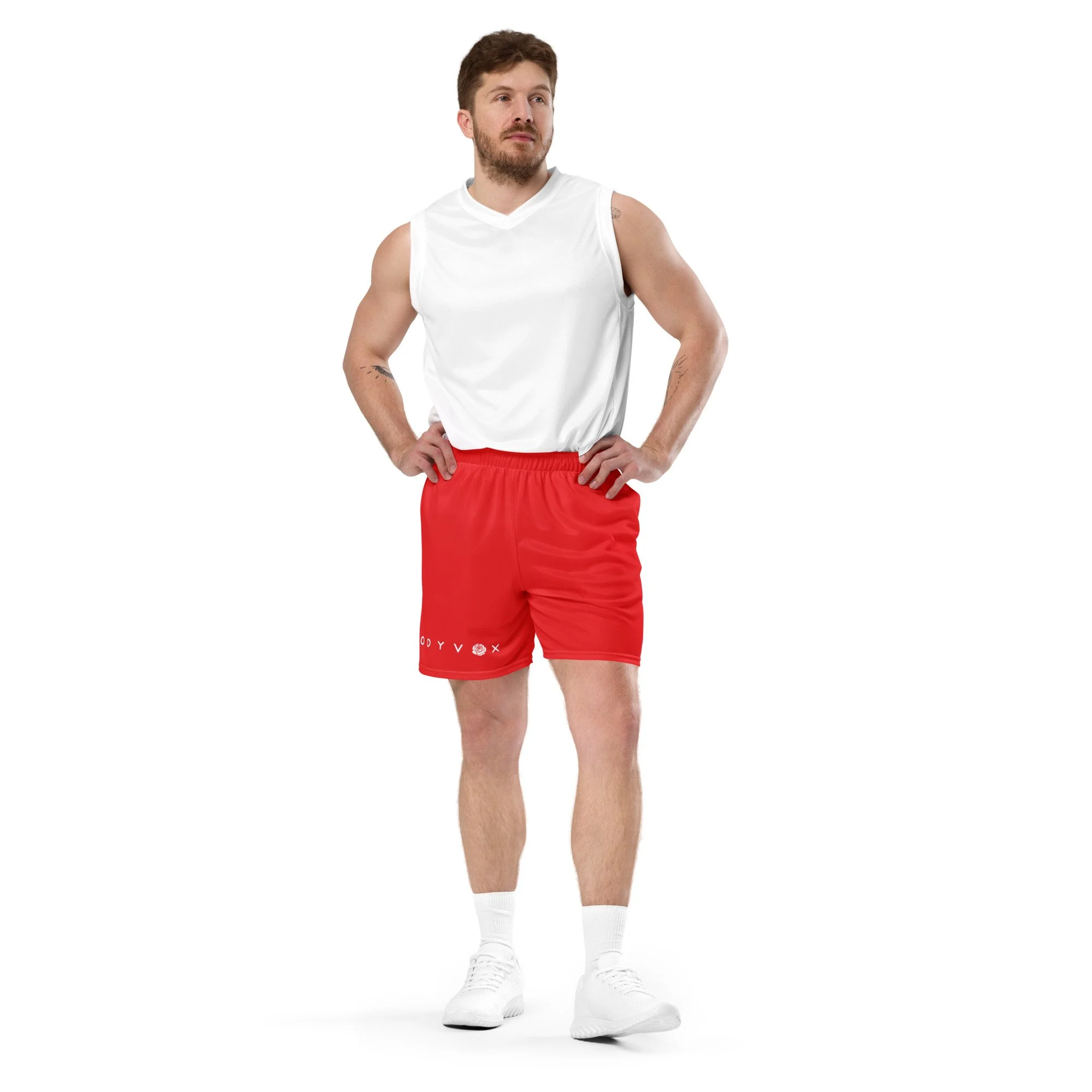 Red Unisex Mesh Shorts