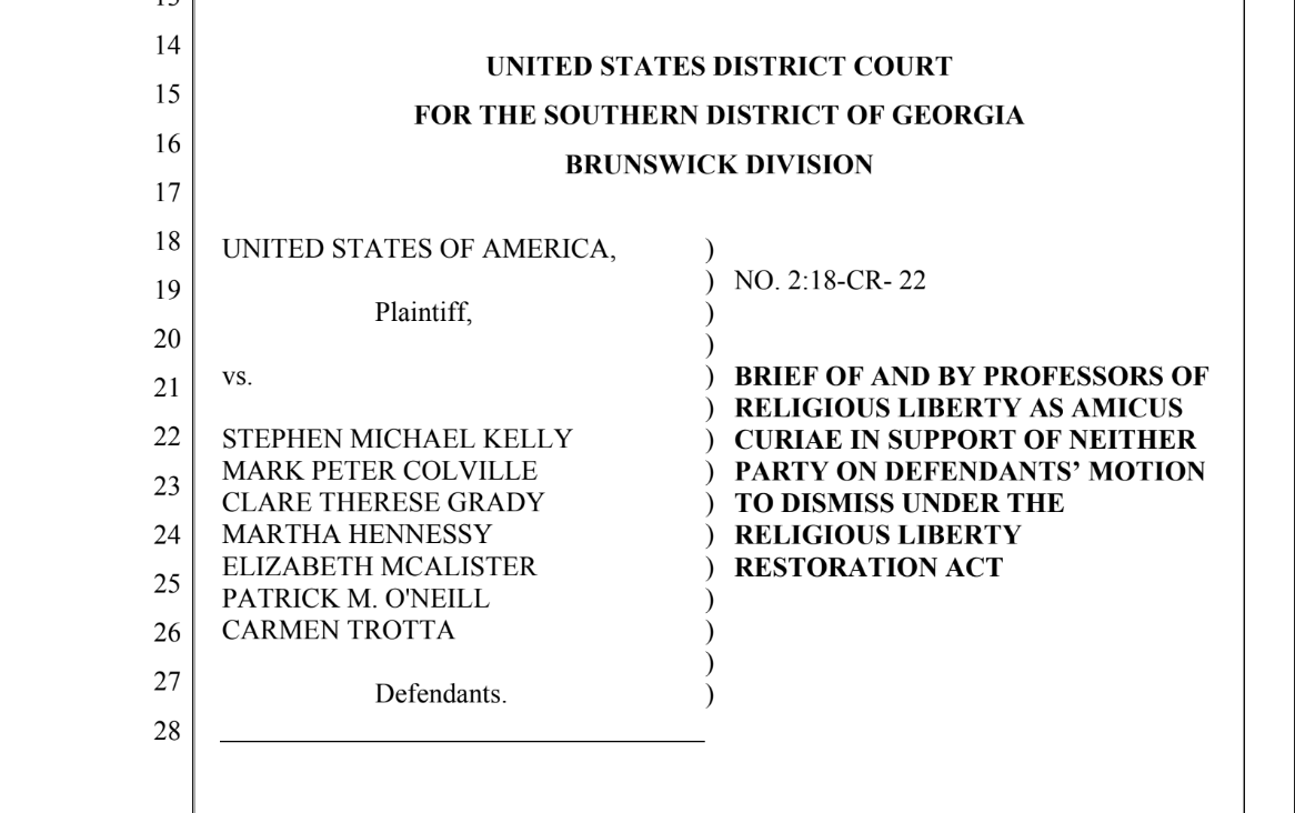 Amicus Brief: U.S. v. Kelly (Kings Bay Plowshares)