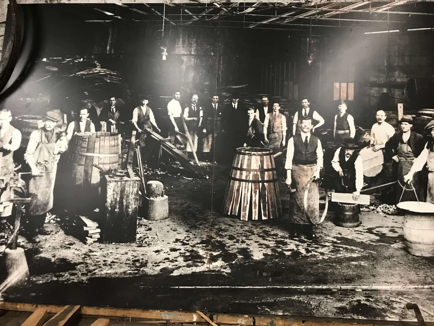 historic black and white image of men making casks for distilling Jameson whiskey