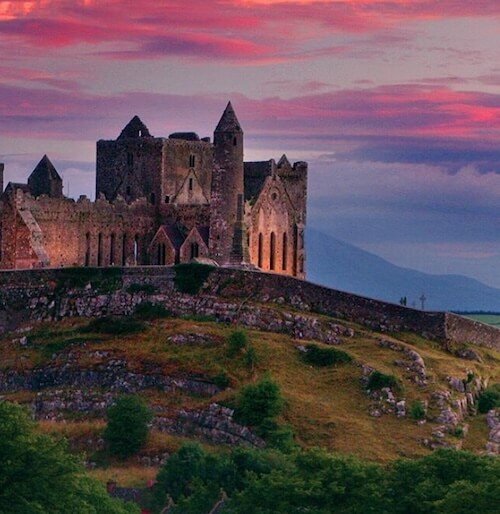 The Rock of the Cashel at dusk in Ireland