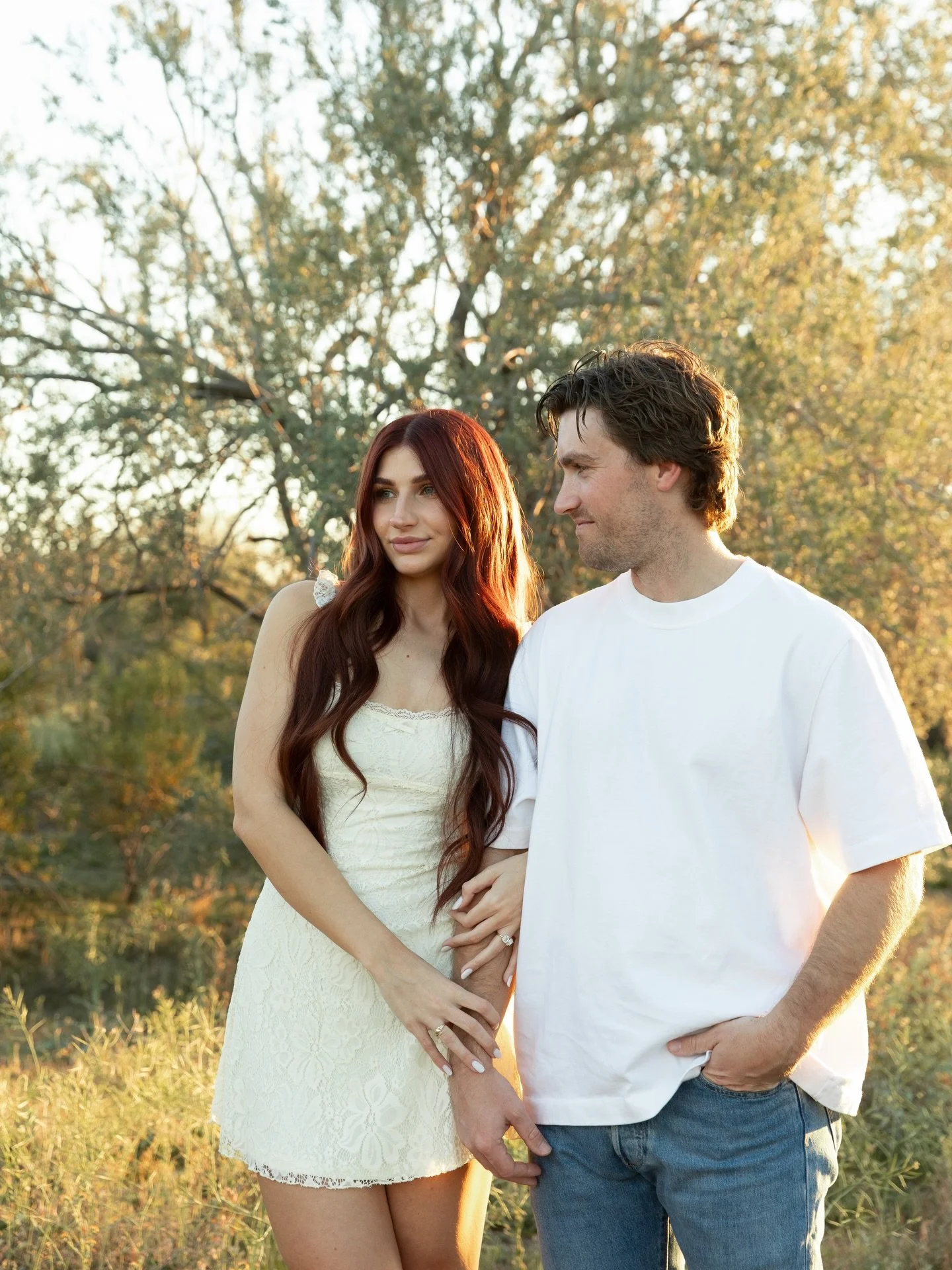 An absolutely gorgeous desert proposal for Delaney &amp; Tanner🌵💍✨ Golden desert light, so much love, &amp; their adorable pup joining in on the moment made this one extra special! Some days just feel like magic🪄