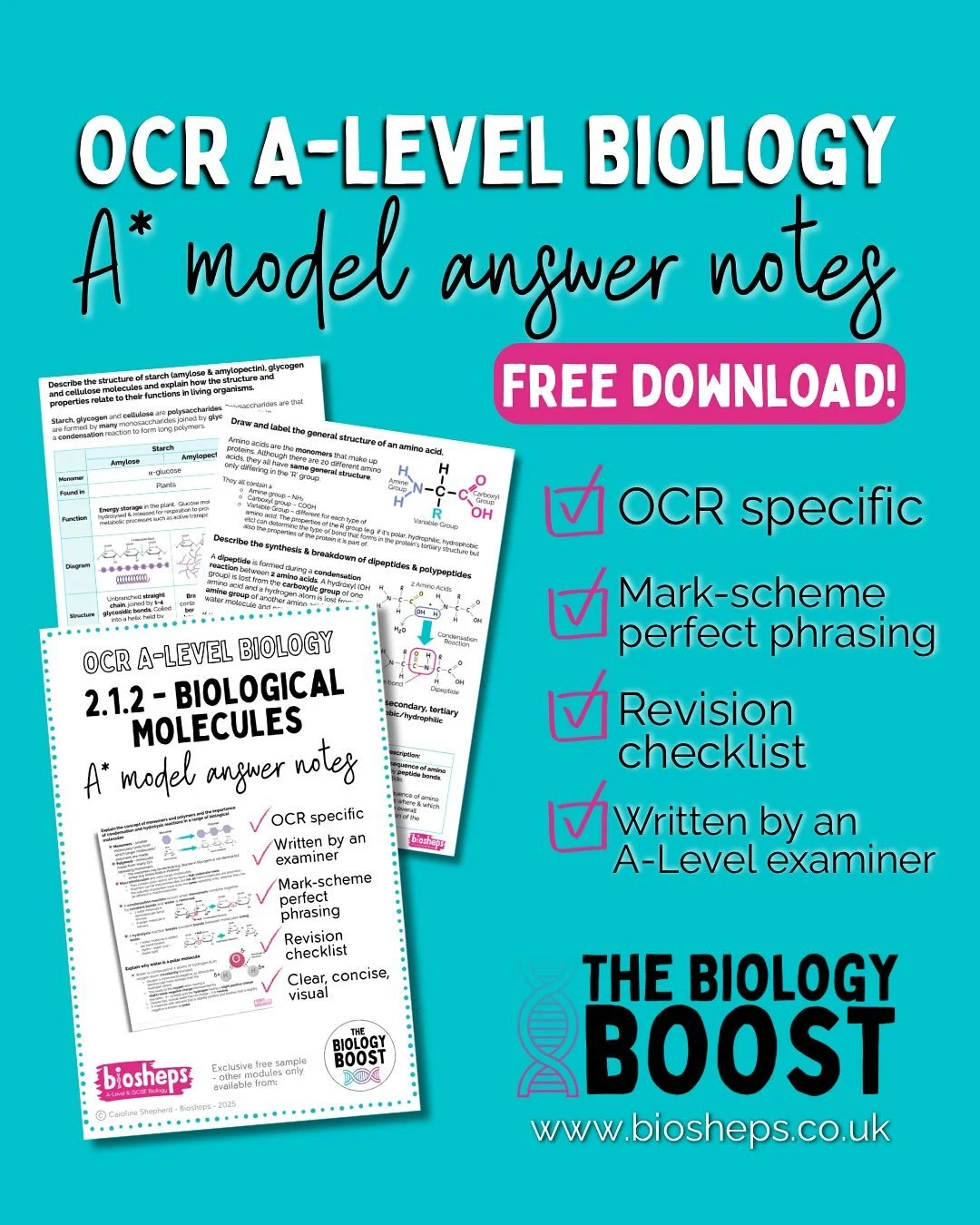 Thank you to everyone that&rsquo;s downloaded the FREE OCR A-Level Biology A* Model Answer notes! Feedback from students has been amazing! 

🧬 &ldquo;These notes are exactly what I needed. They&rsquo;re super clear and helping a ton with my Biologic