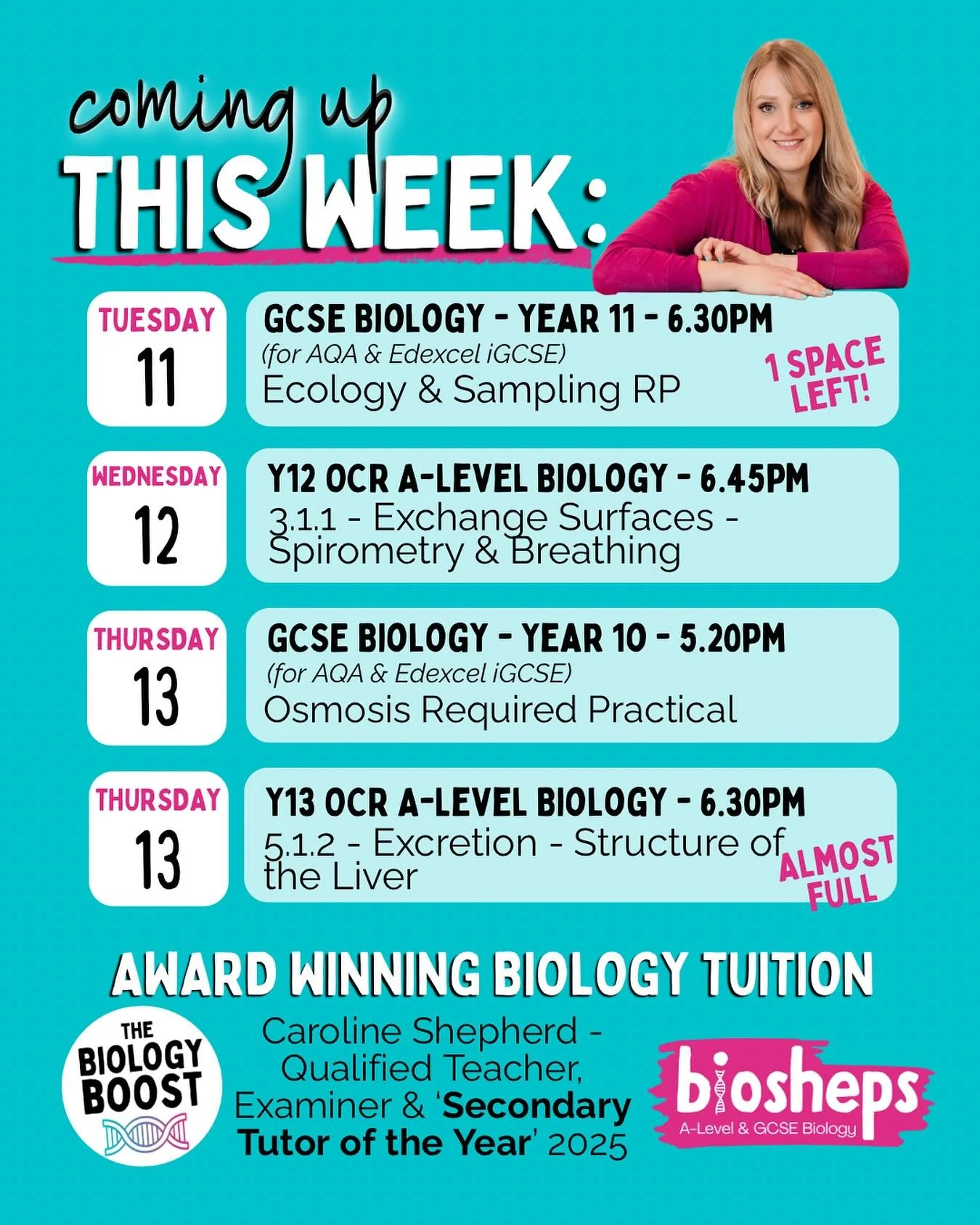 Here&rsquo;s what&rsquo;s coming up this week! ⬆️ 

Focussing on required practicals at GCSE - these are so important and commonly examined but actually really tricky to revise yourself as most of the questions are skills based. 

We&rsquo;ll be work