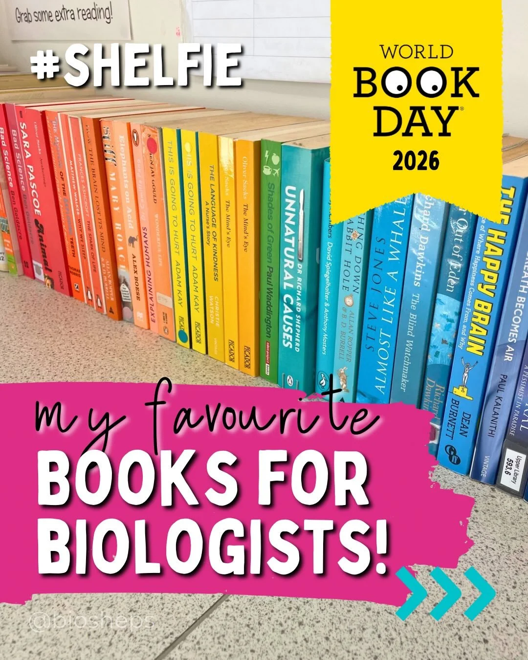 Happy World Book Day Biology lovers! Here&rsquo;s some of the books I&rsquo;ve loved over the years. 🧬📕 

#worldbookday #worldbookday2026 #biology #biologyteacher #biologybooks