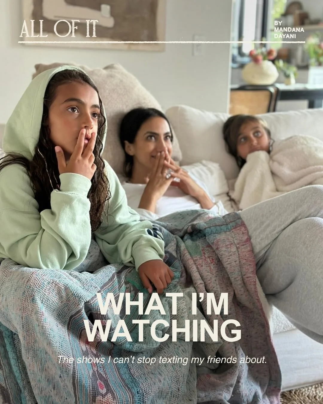 The shows I won&rsquo;t stop texting my friends about:

Nobody Wants This - such a fun, easy watch, and I love everything Erin and Sara Foster create.
The Diplomat - with a mini West Wing reunion that made me so happy. Could not stop watching.
aka Ch