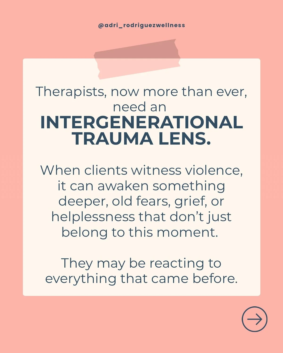 Therapists, we need an intergenerational trauma lens, especially now.

When our clients witness violence or instability, their nervous systems aren&rsquo;t just reacting to this moment.
 They&rsquo;re responding to everything their families lived thr