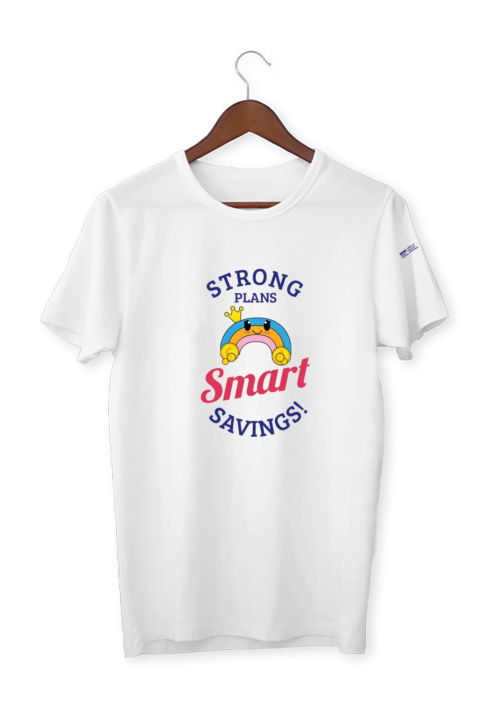 White t-shirt with Strong plan smart savings slogan