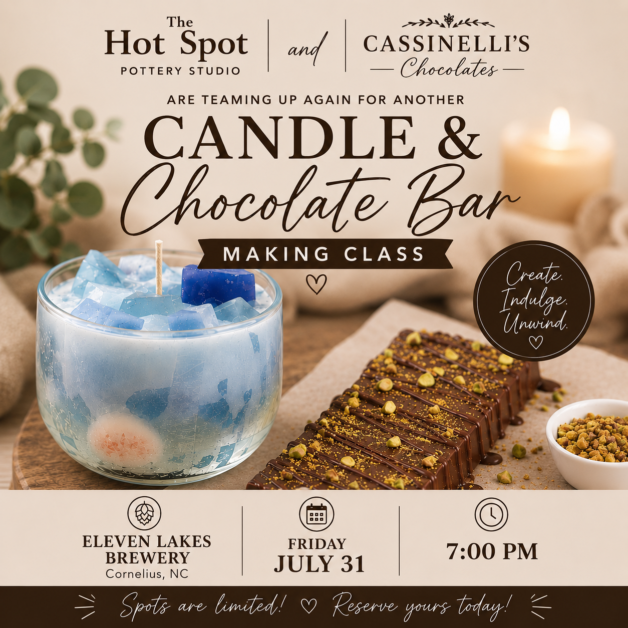 Candle & Chocolate Class at Eleven Lakes - 7/31