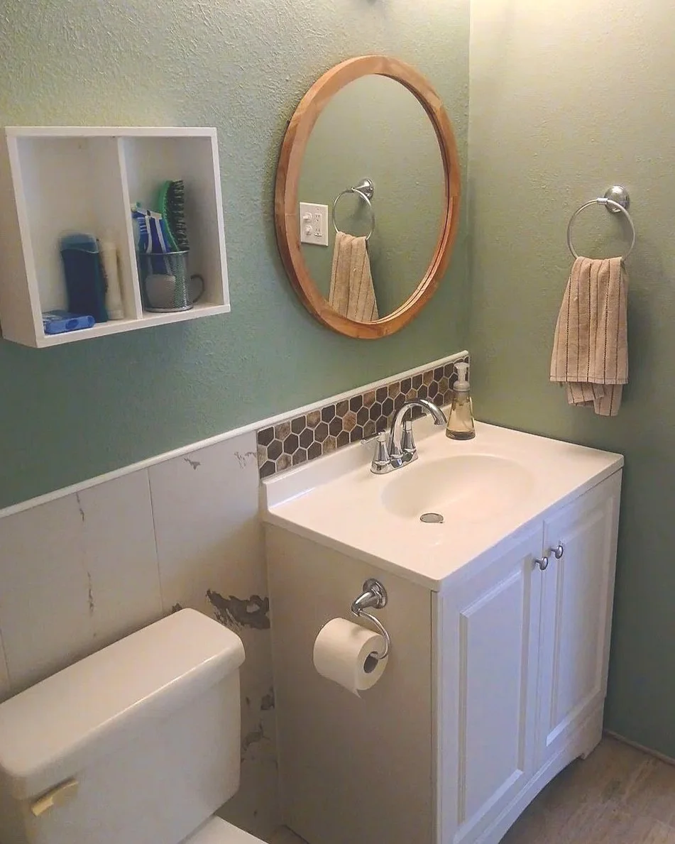 Mosaic behind vanity