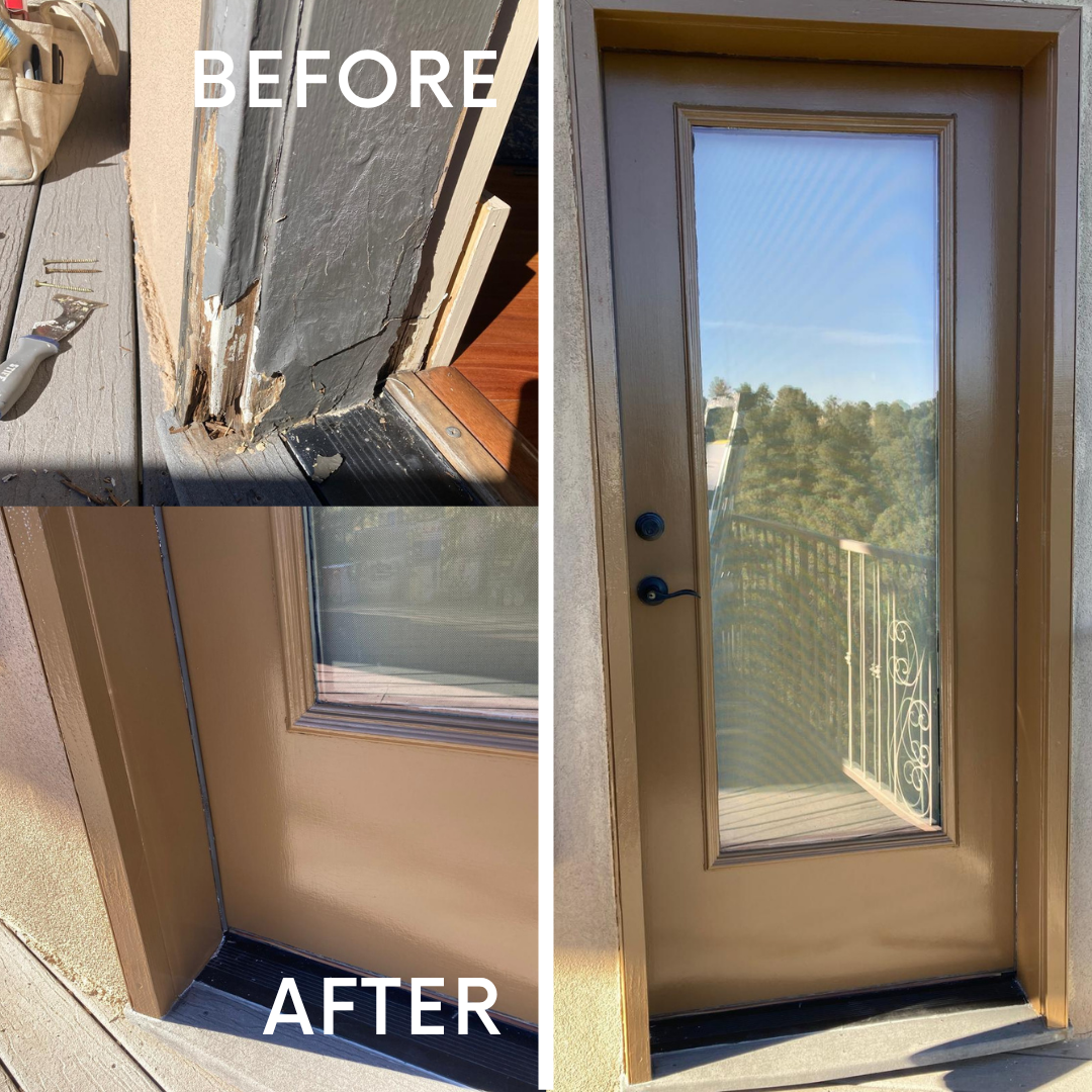 Repair exterior door jamb & repaint