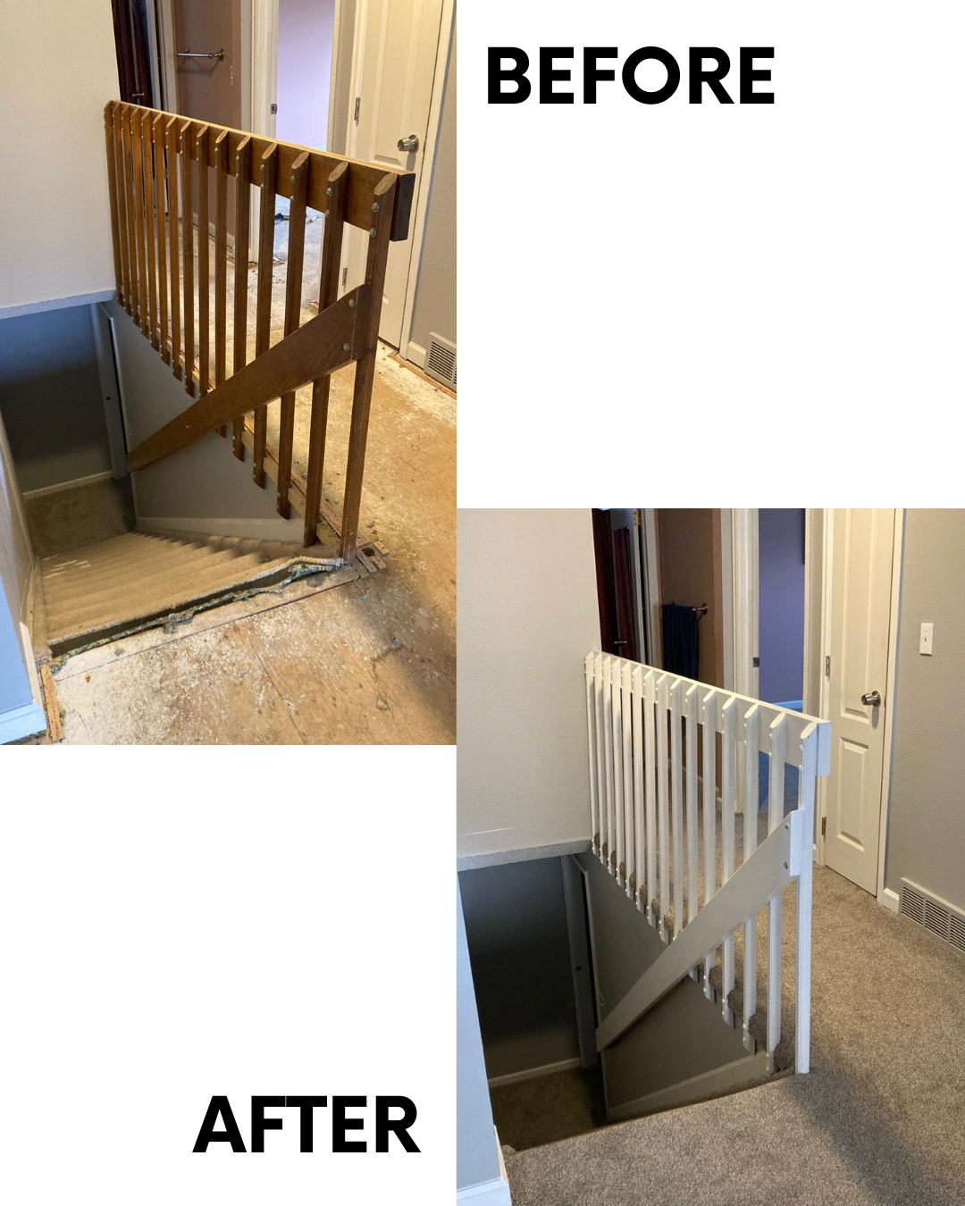 Paint balusters and stair rail