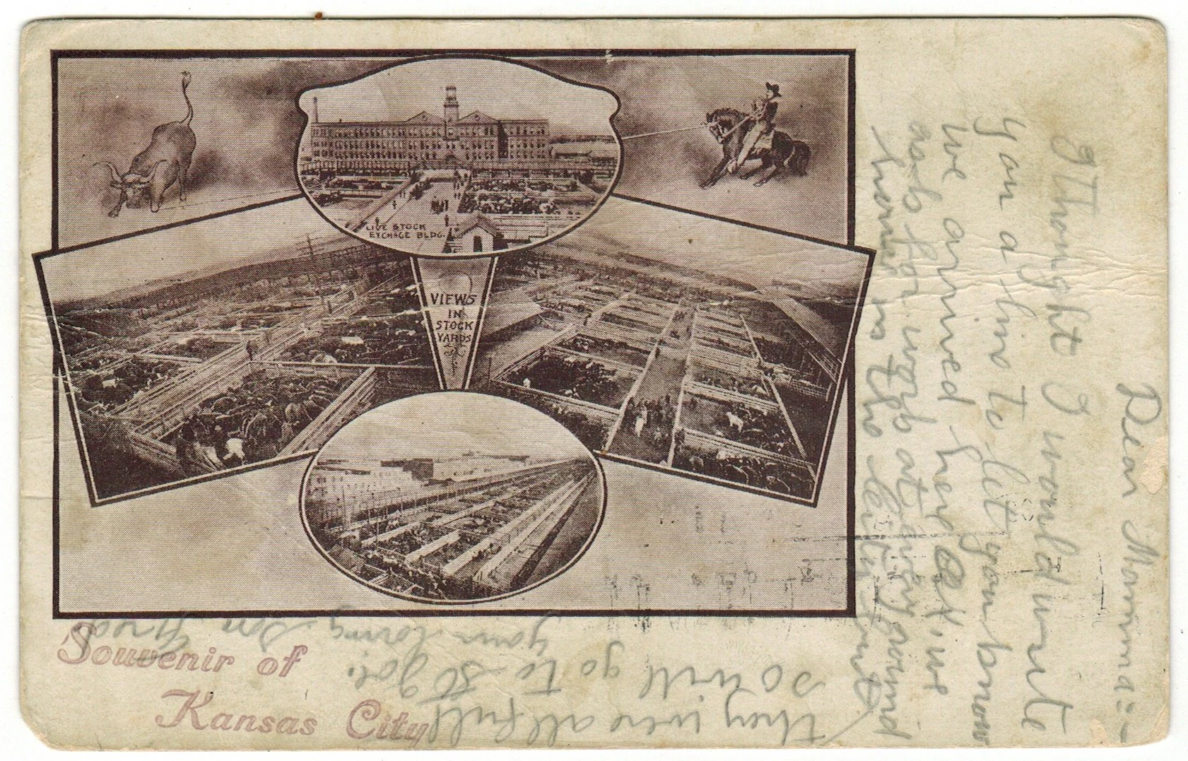 The Livestock Exchange Building & Kansas City Stockyards - Postcard 3000a - View of the Stockyards - Kansas City History.jpeg