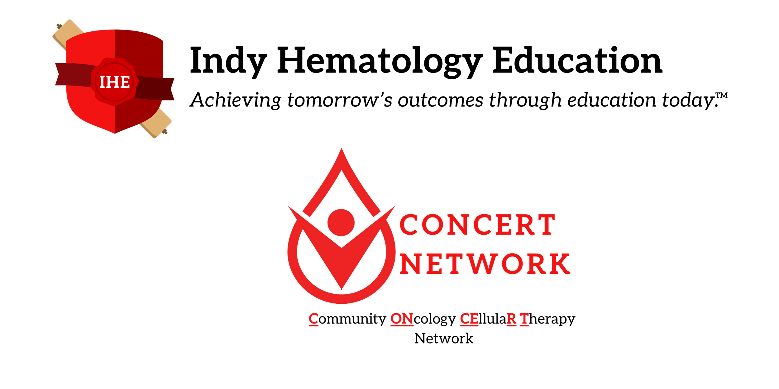 Logo for IHE Concert Network featuring a red and black design with a stylized checkmark and geometric shapes, and the text 'IHE Concert Network'