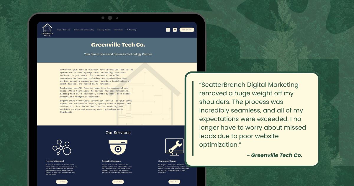 How ScatterBranch Digital Marketing Redesigned Greenville Tech Co.’s Website to Drive More Leads