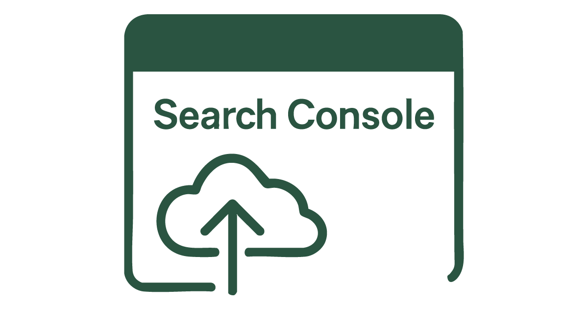 Icon of a cloud with an upward arrow and the text 'Search Console' above it.
