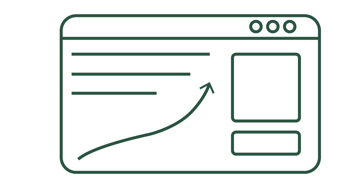 Line graph and webpage layout icon indicating growth or progress.