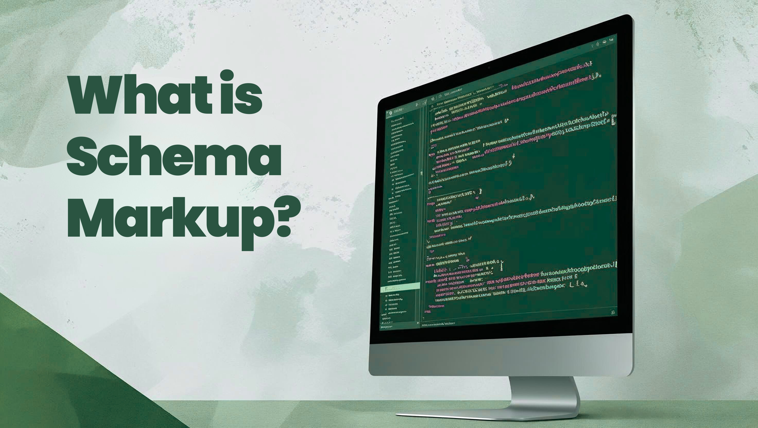 what is schema markup displayed next to a monitor with software code