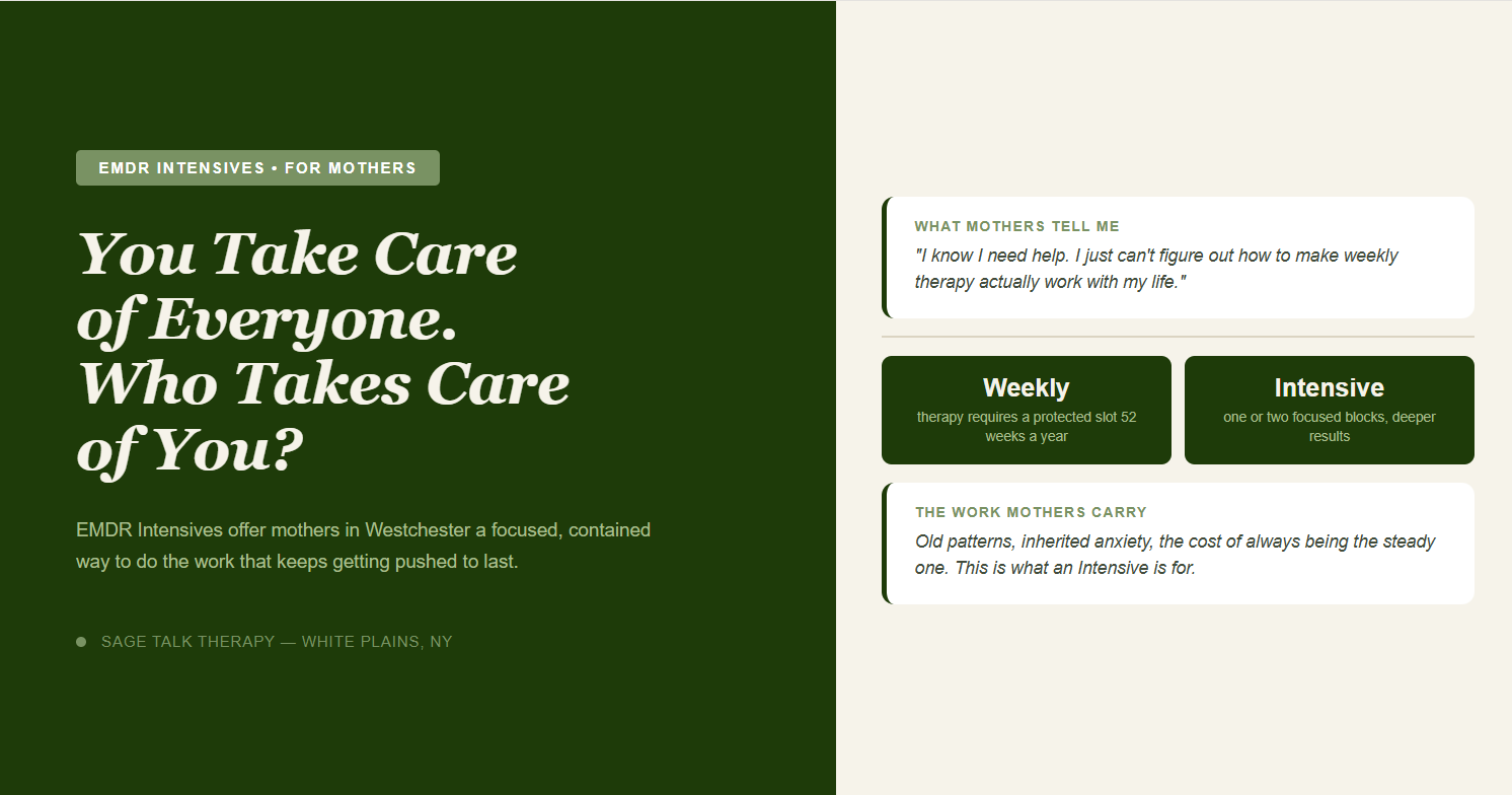 EMDR Intensives for Mothers: When You Know You Need Help But Can't Make Weekly Therapy Work