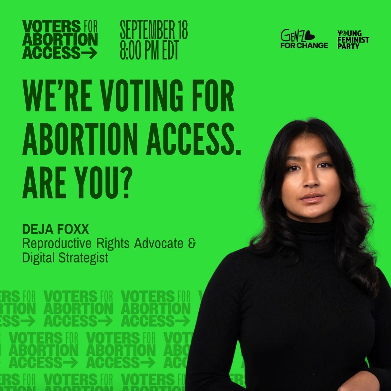 Abortion is directly on the ballot in TEN states this November. 🗳️

That&rsquo;s why #VoteRepro is teaming up with @youngfeministparty, @genzforchange, and more for the Voters for Abortion Access mobilization call. Join abortion justice advocates fr