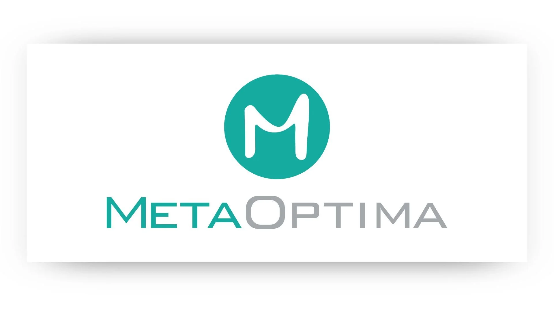 Logo with turquoise circle containing a white stylized letter M, and the words 'META OPTIMA' written below, with 'META' in turquoise and 'OPTIMA' in gray.