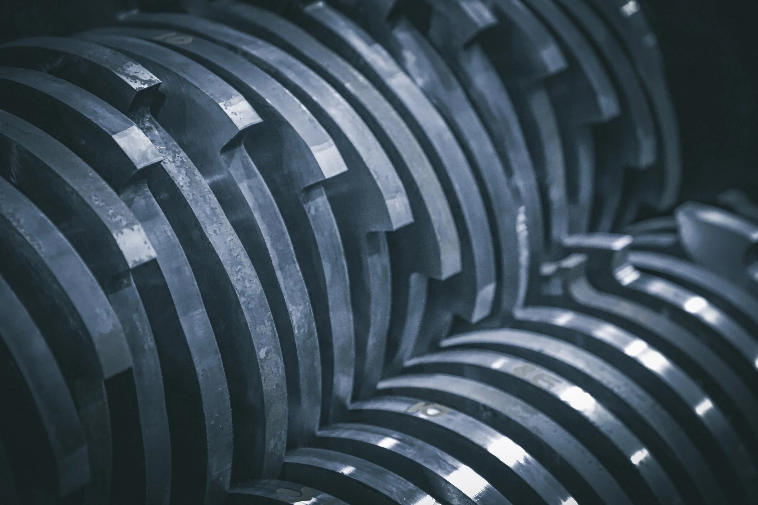 Industrial shredder knives at PRSS shredding company